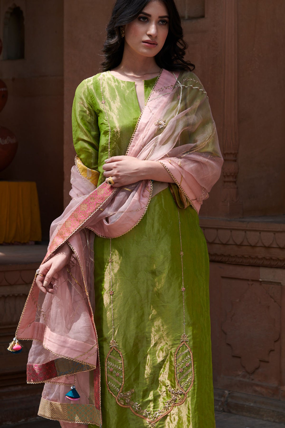 Mughlai Green Kurta Set