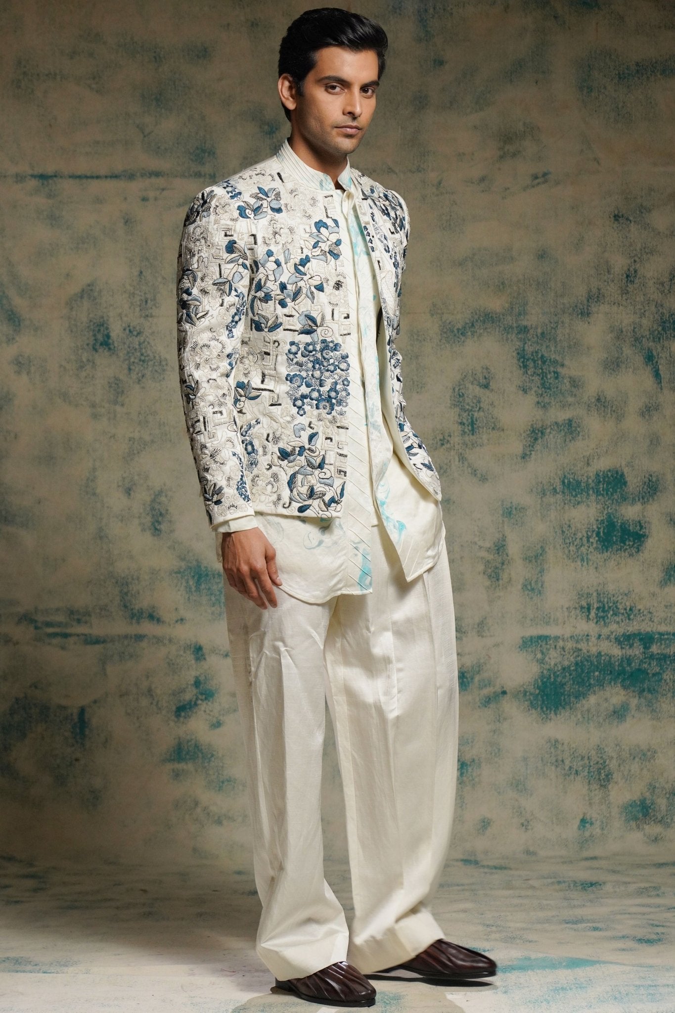 Ivory Short Jacket Set - Jatin Malik - Elahe