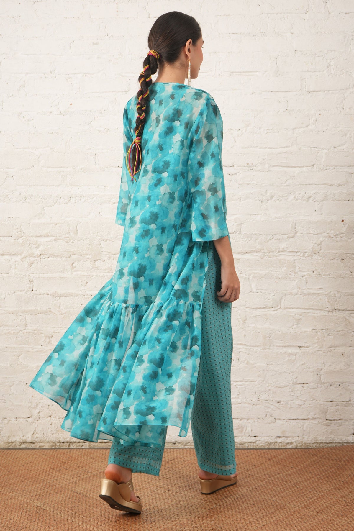 Aqua Printed Jacket Set