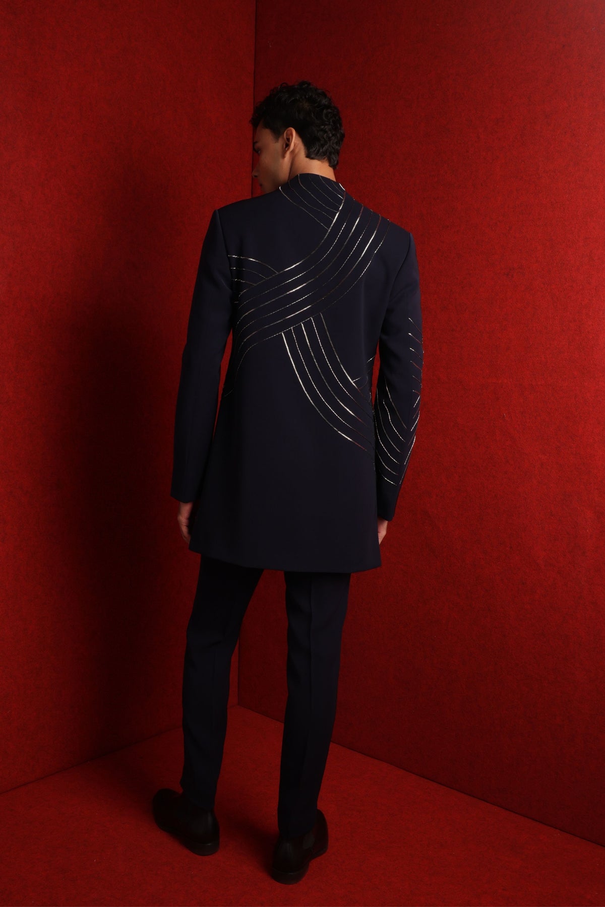 Bandhgala Set In Navy Blue
