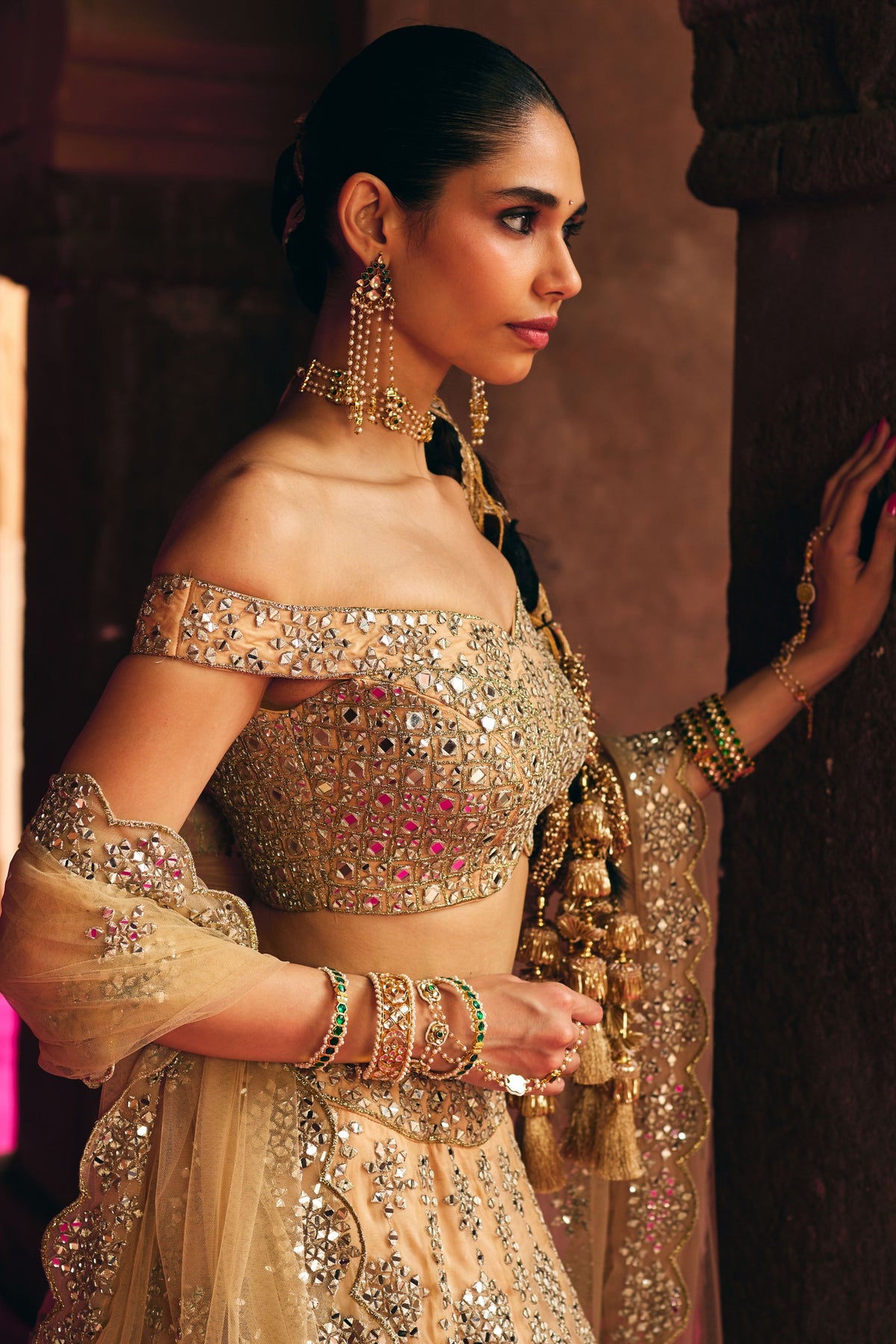 Gold Organza Lehenga Set