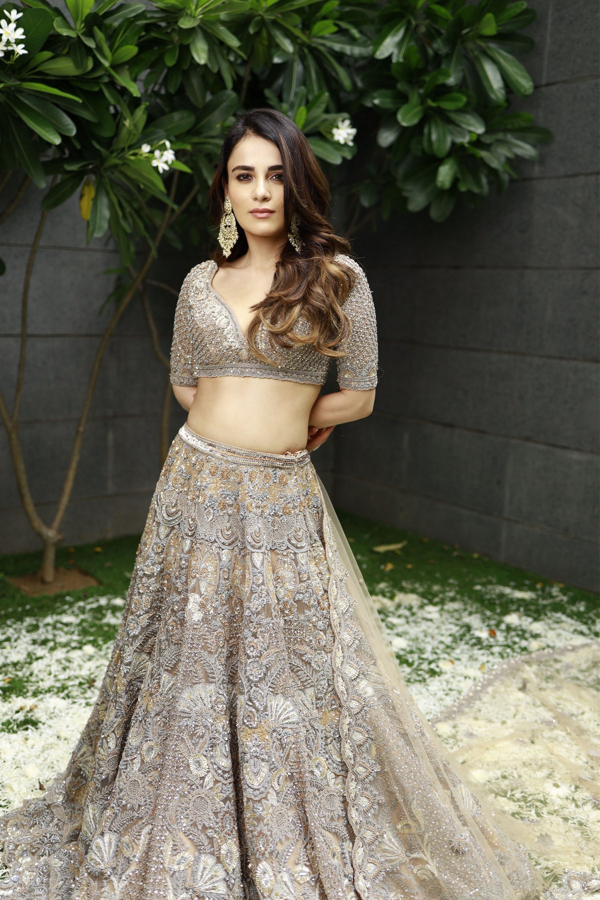 Champagne Gold Dabka Embellished Lehenga