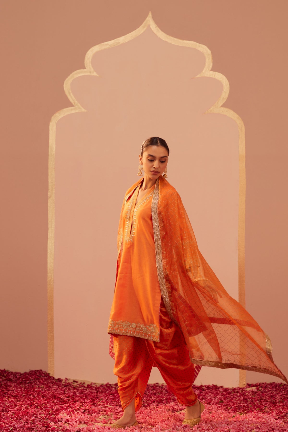 Faheeda Orange Kurta Set