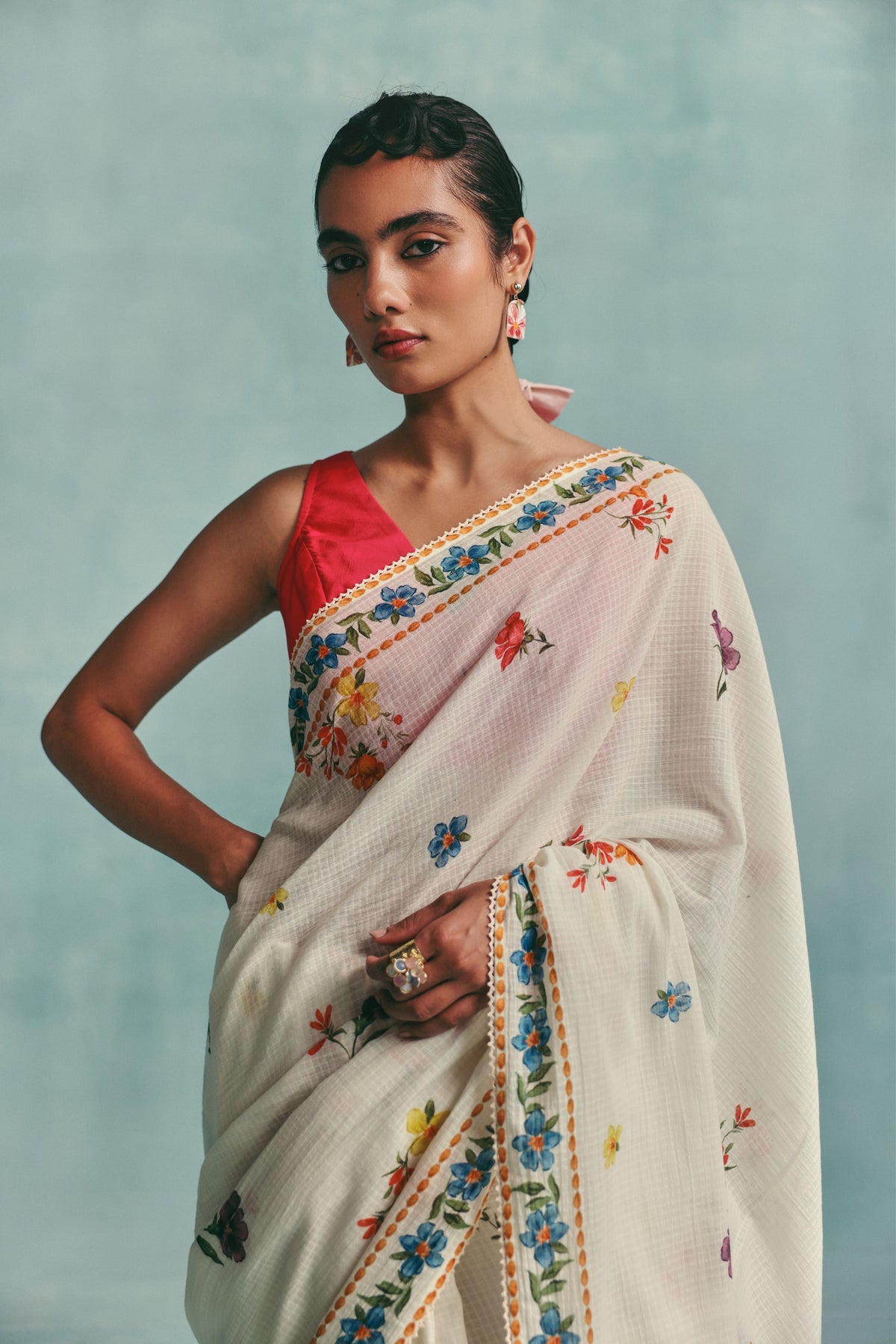 Ecru Daisy Saree