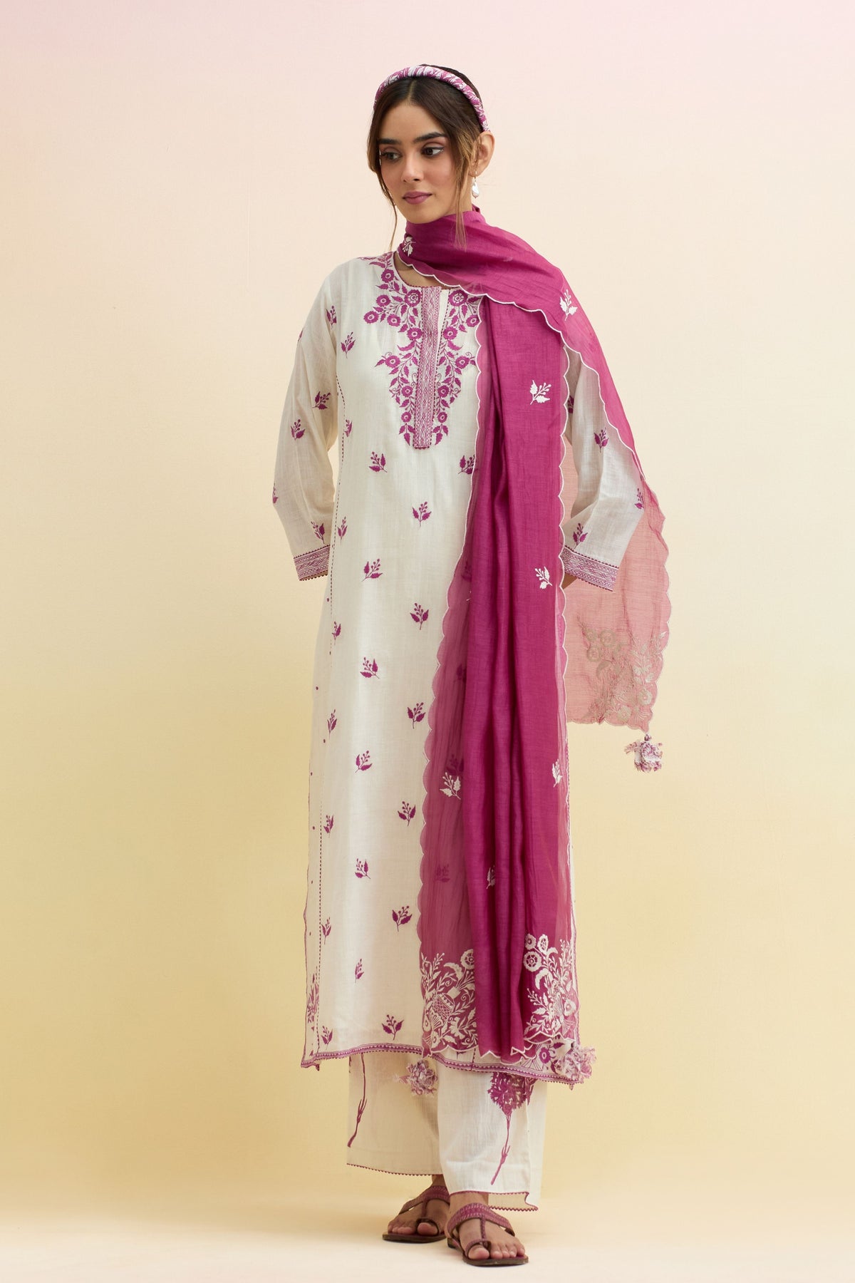 Off White Kalidar Kurta Set