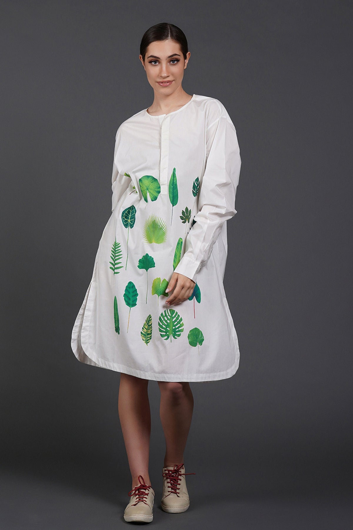 Offwhite Patch Style Digtal Print Dress