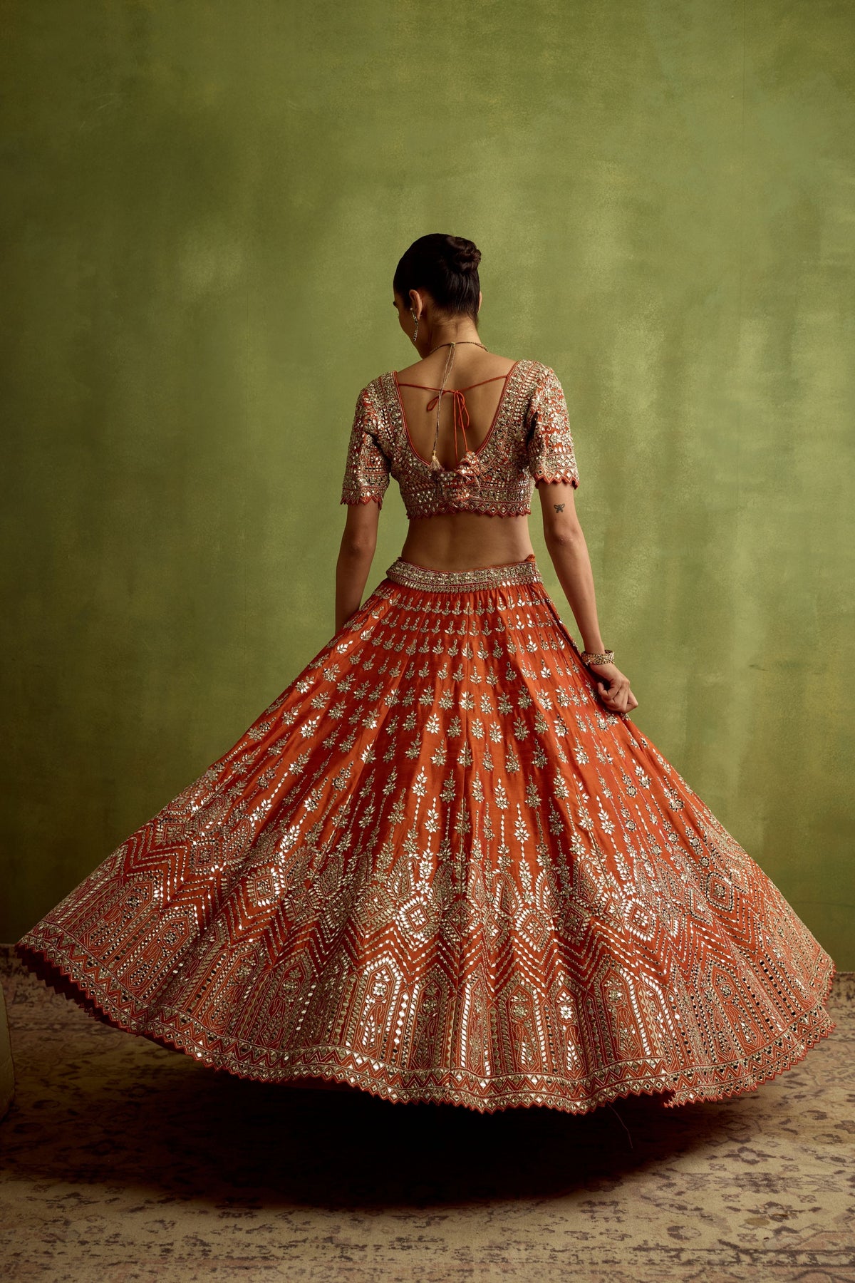 Rust Silk Lehenga Set