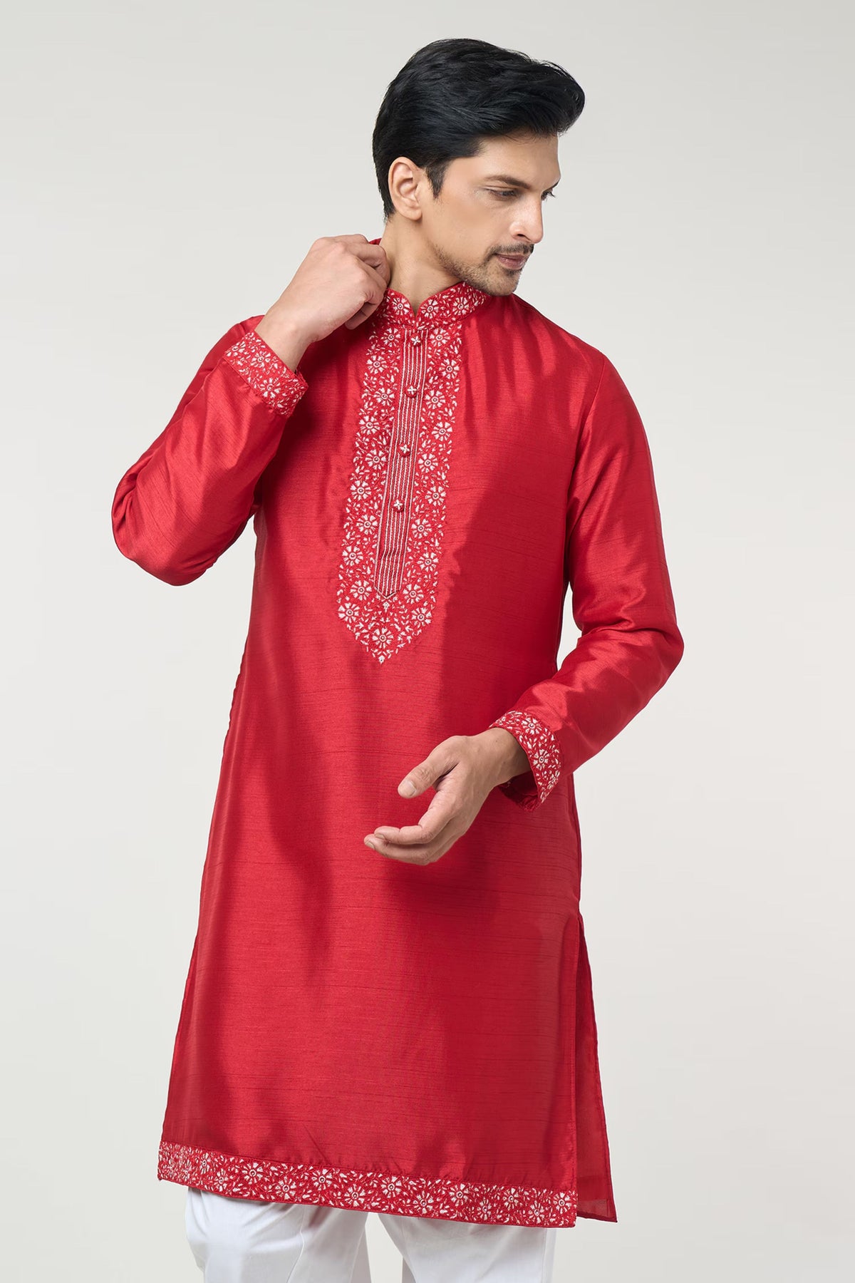 Cherry Red Embroidred Kurta Set