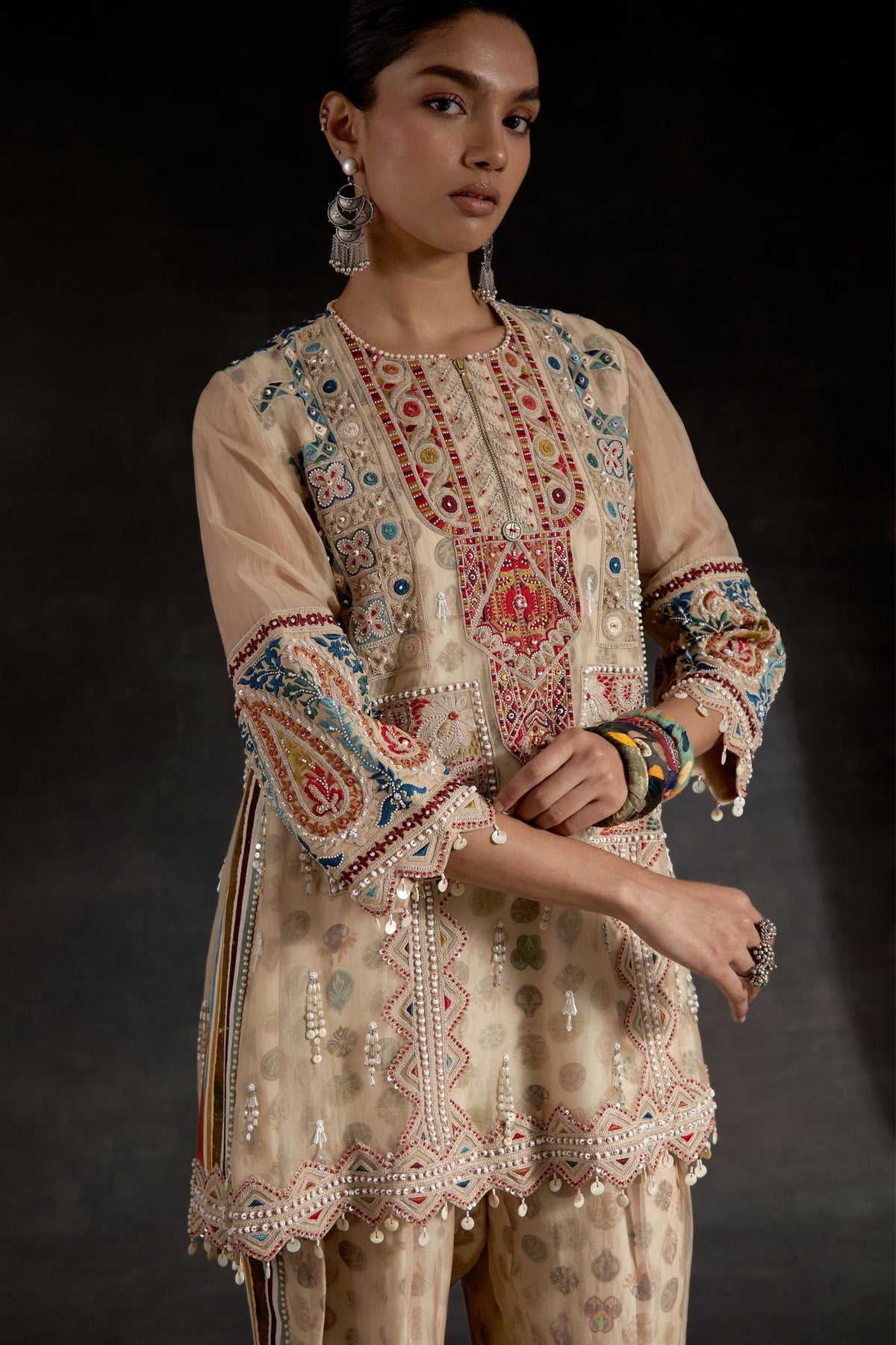 Mitra Silk Short Kurta Set