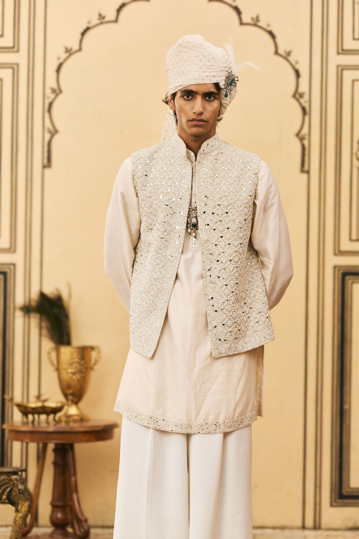 Ivory Chanderi Bundi Set