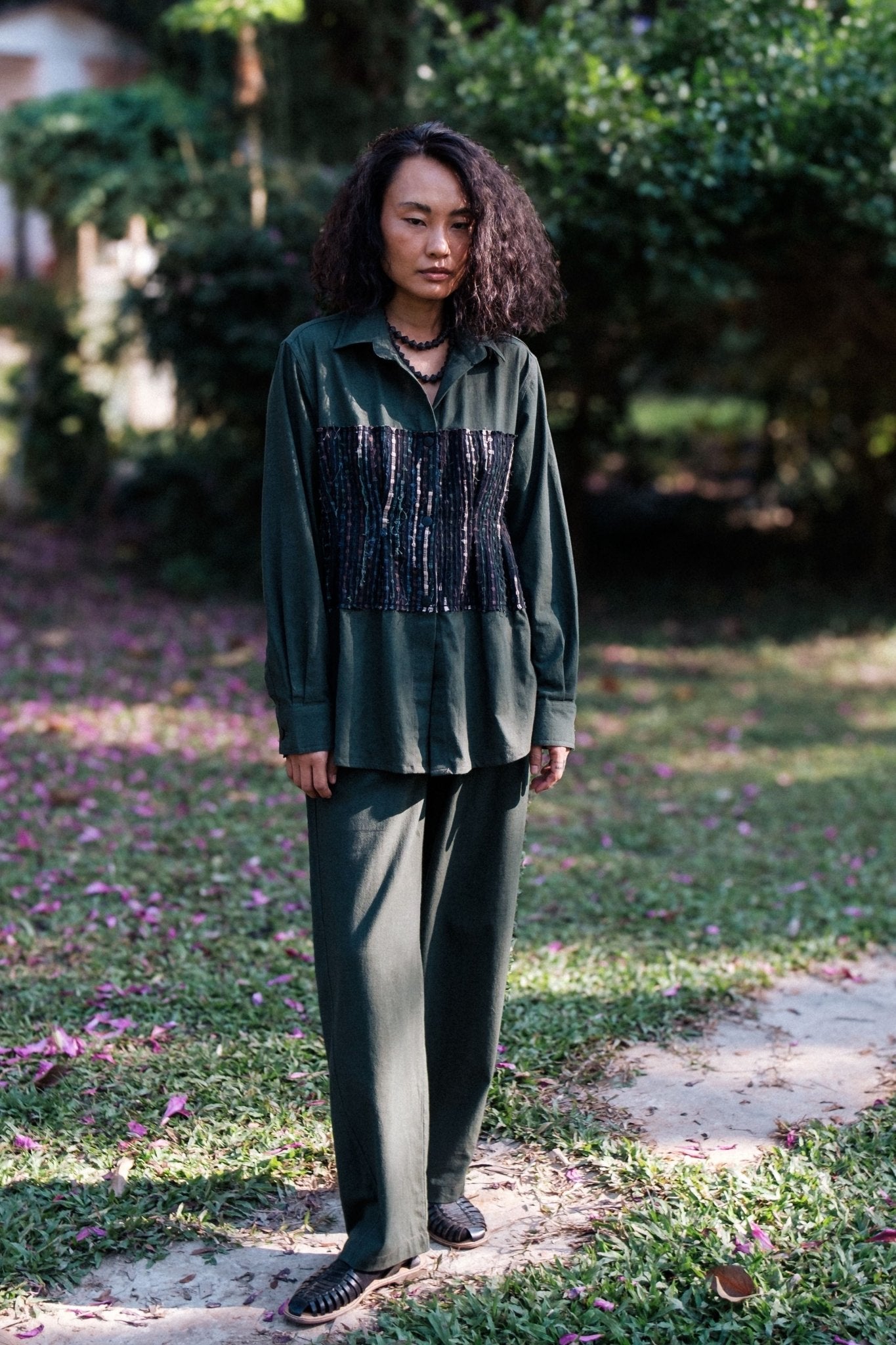 Handwoven Hunza Green Shirt - The Terra Tribe - Elahe