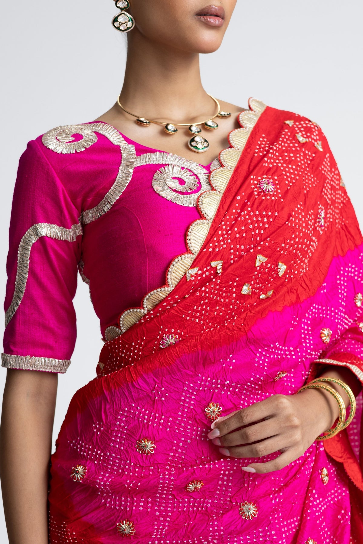 Red Rani Silk Lehenga