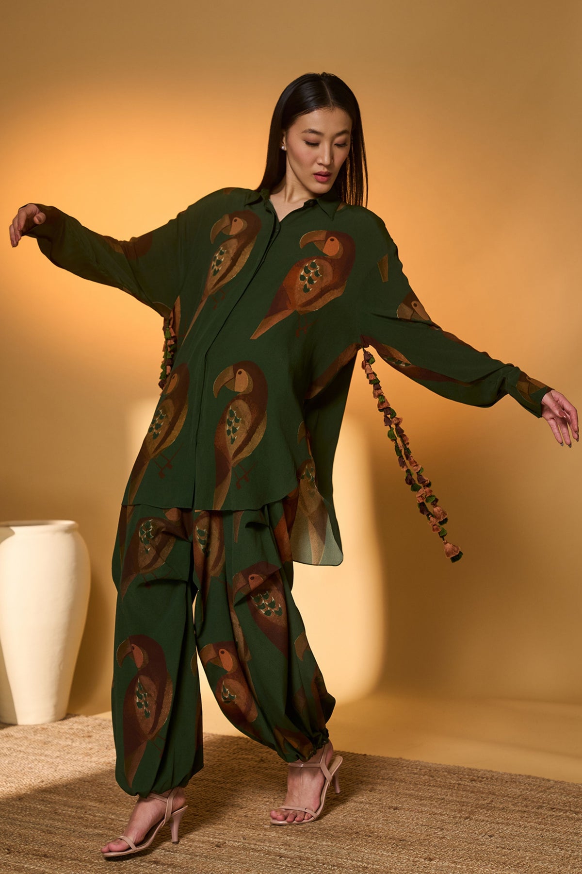 Olive Chirpy Chase Co-ord Set