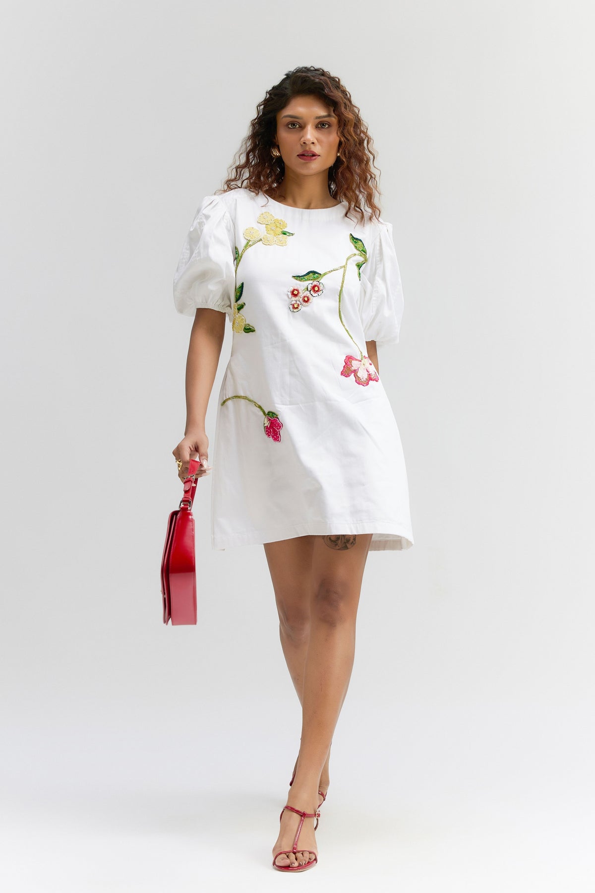 White Roma Cotton Short Dress