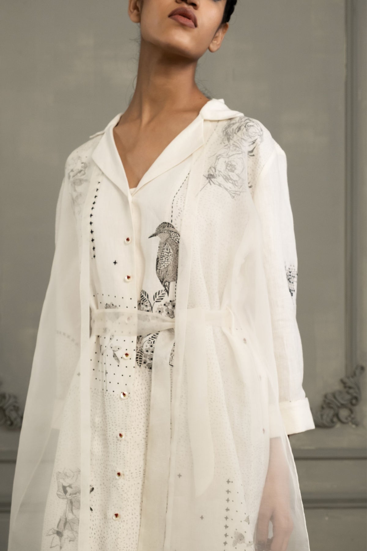 Ivory Block Print Dress