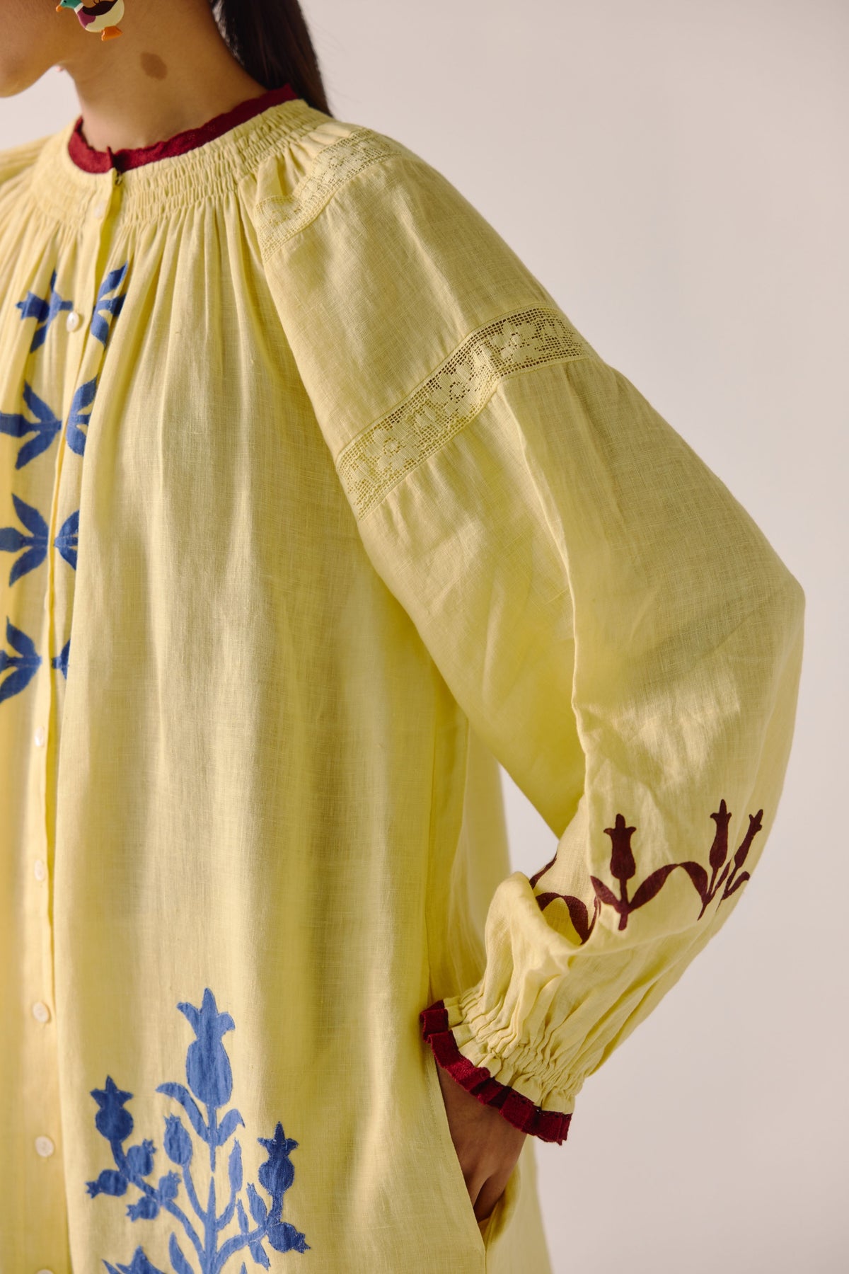 Butter Yellow Bird Applique Chloe Dress