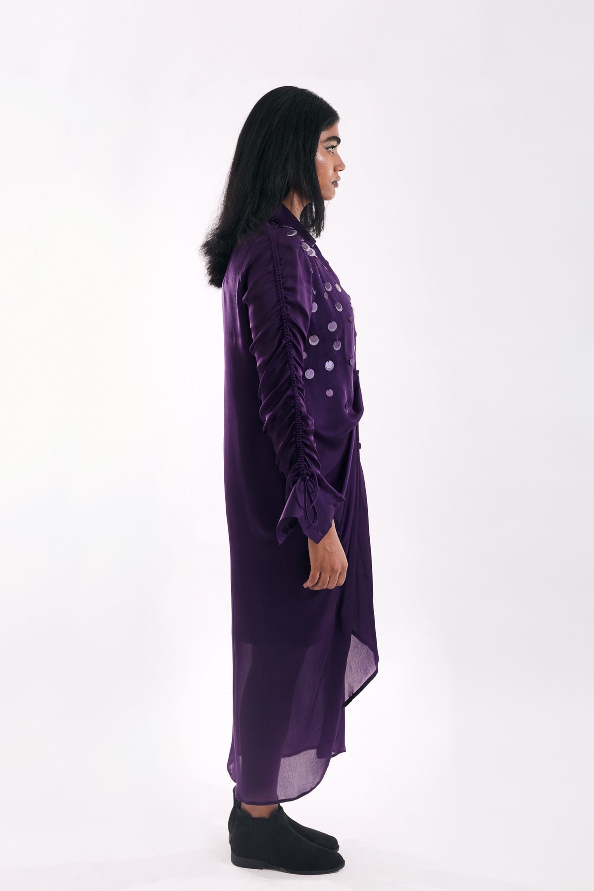 Purple Drapped Sequin Dress