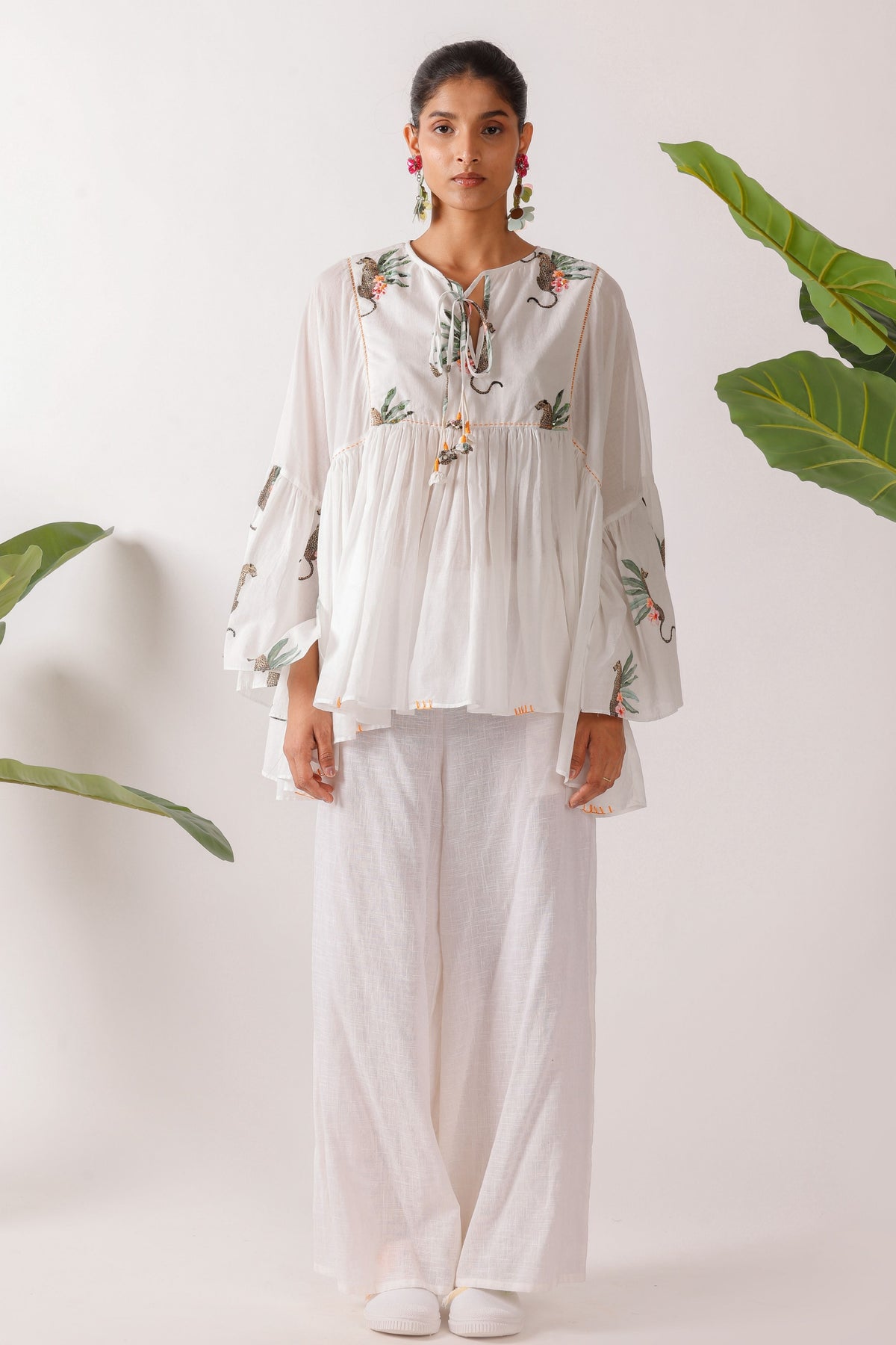 Hand Embroidered Leopard Print Top