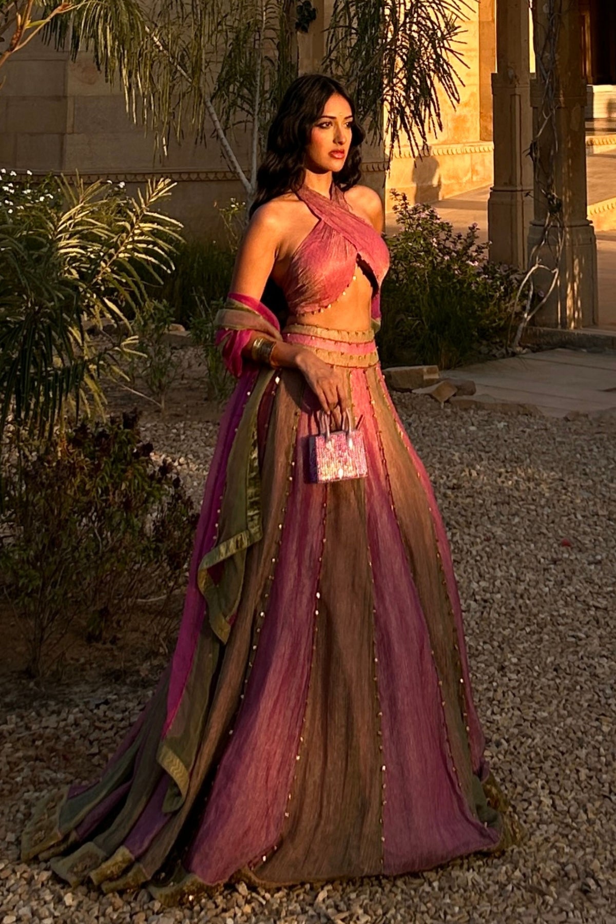 Basanti Gulabi Lehenga Set