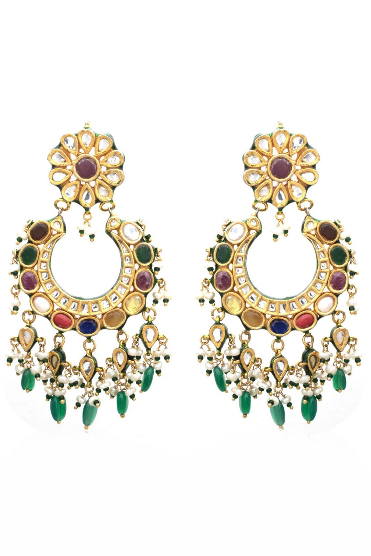 Inaayat Gold Plated Multicolored Kundan Polki Earrings
