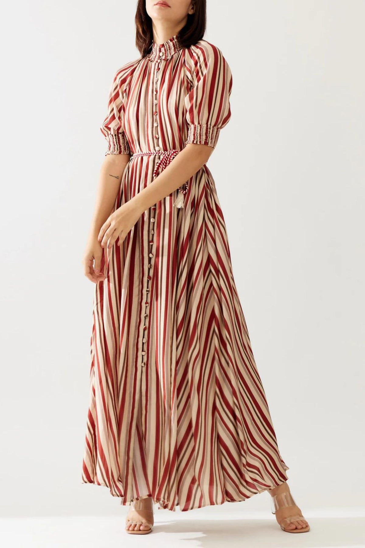 Red And Cream Stripe Dress