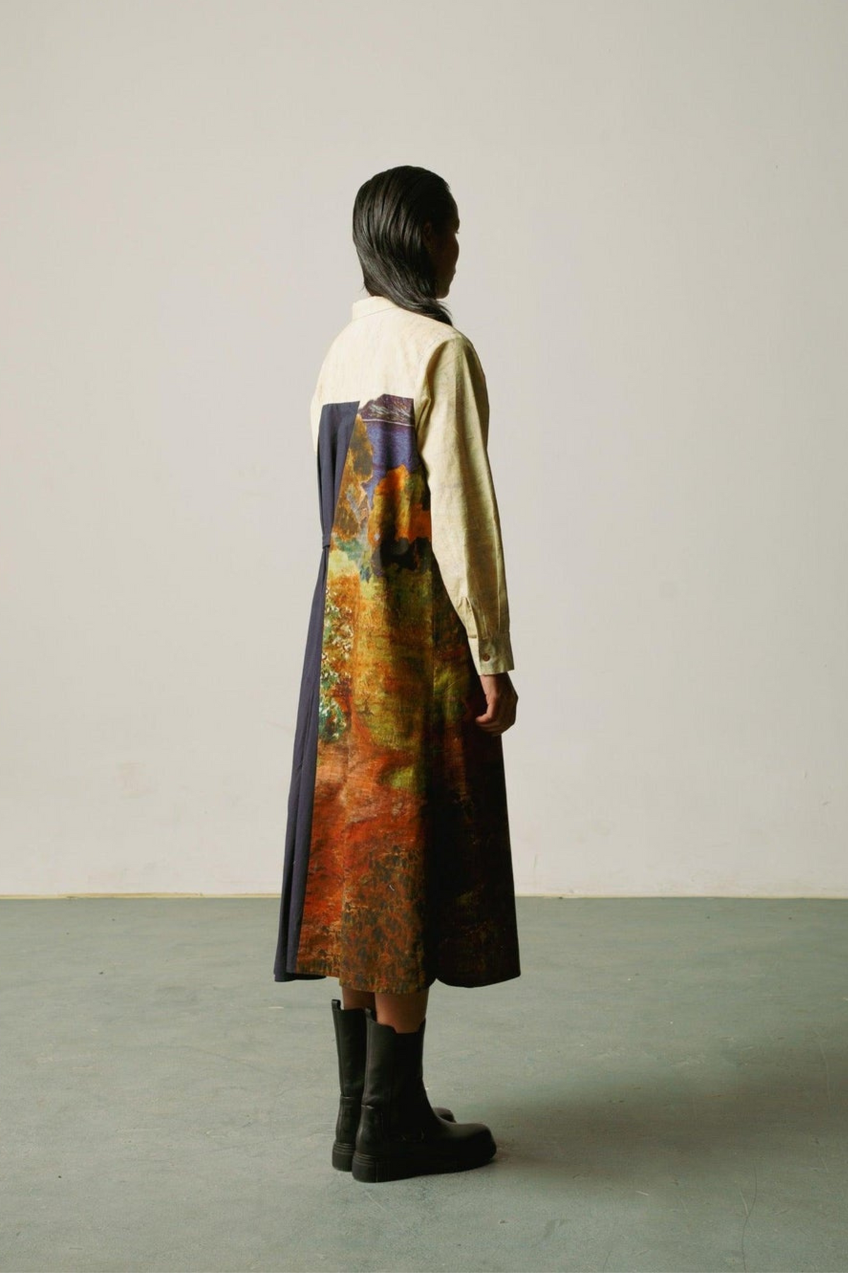 Mosaic pleat panel dress