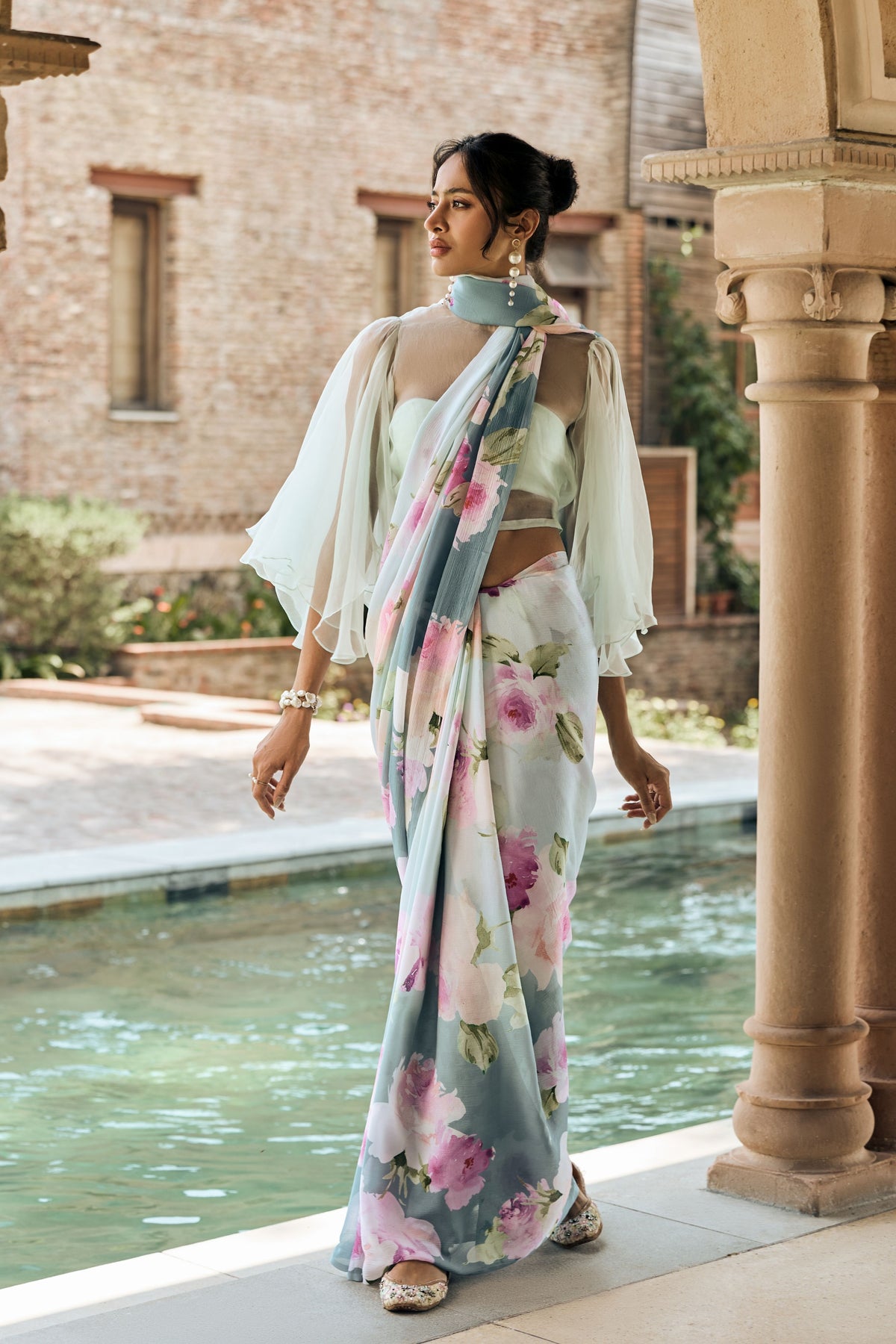 Alea French Blue Ombre Saree