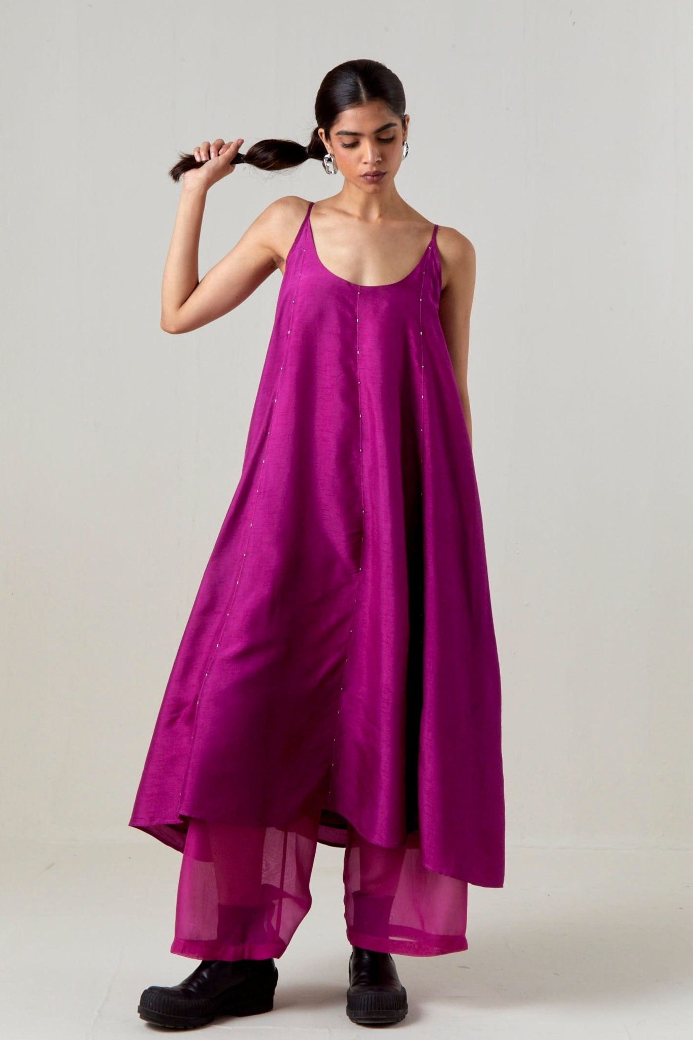 Paneled Embroidered Tunic Set - Three - Elahe