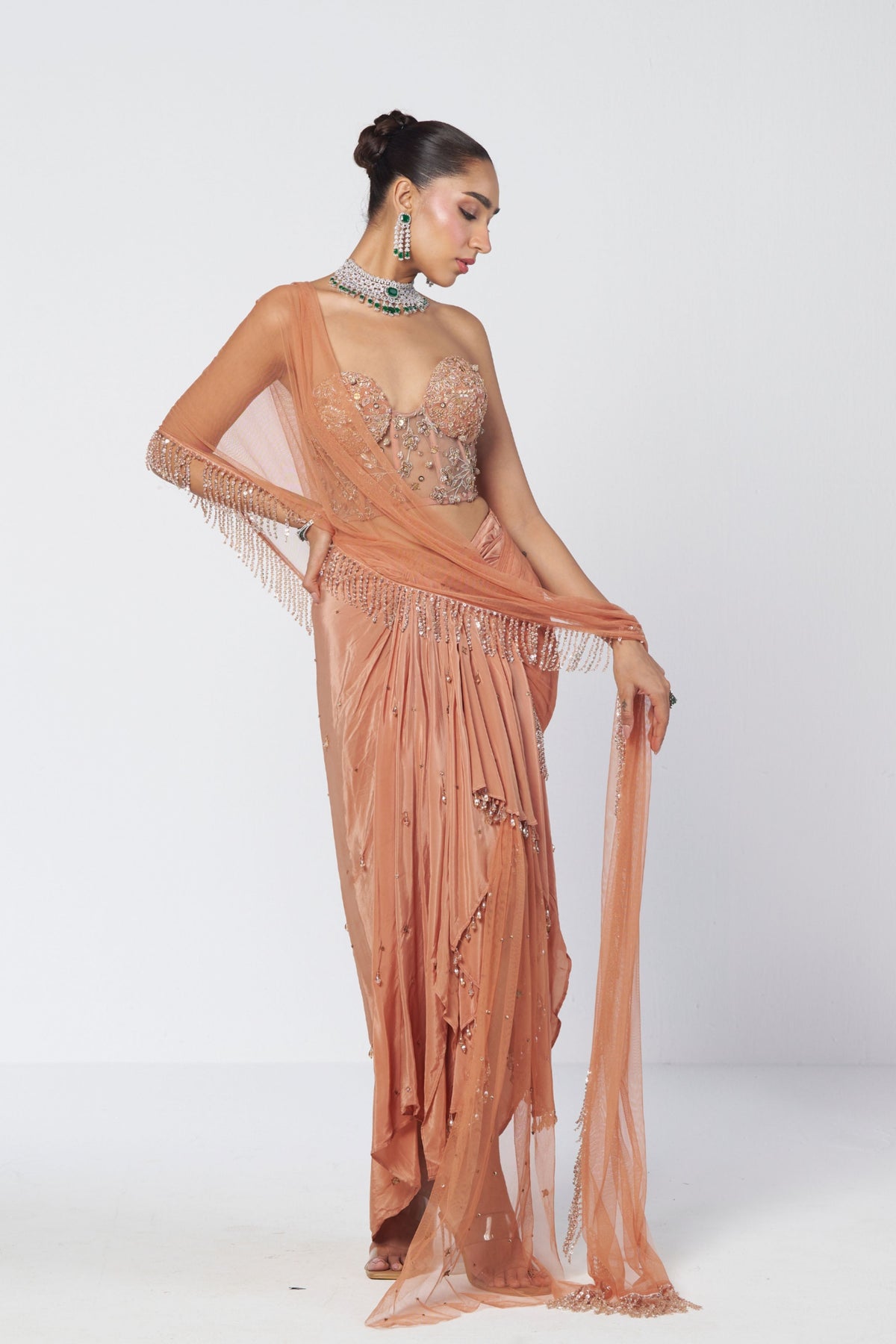 Biscoff Crush Draped Saree Set