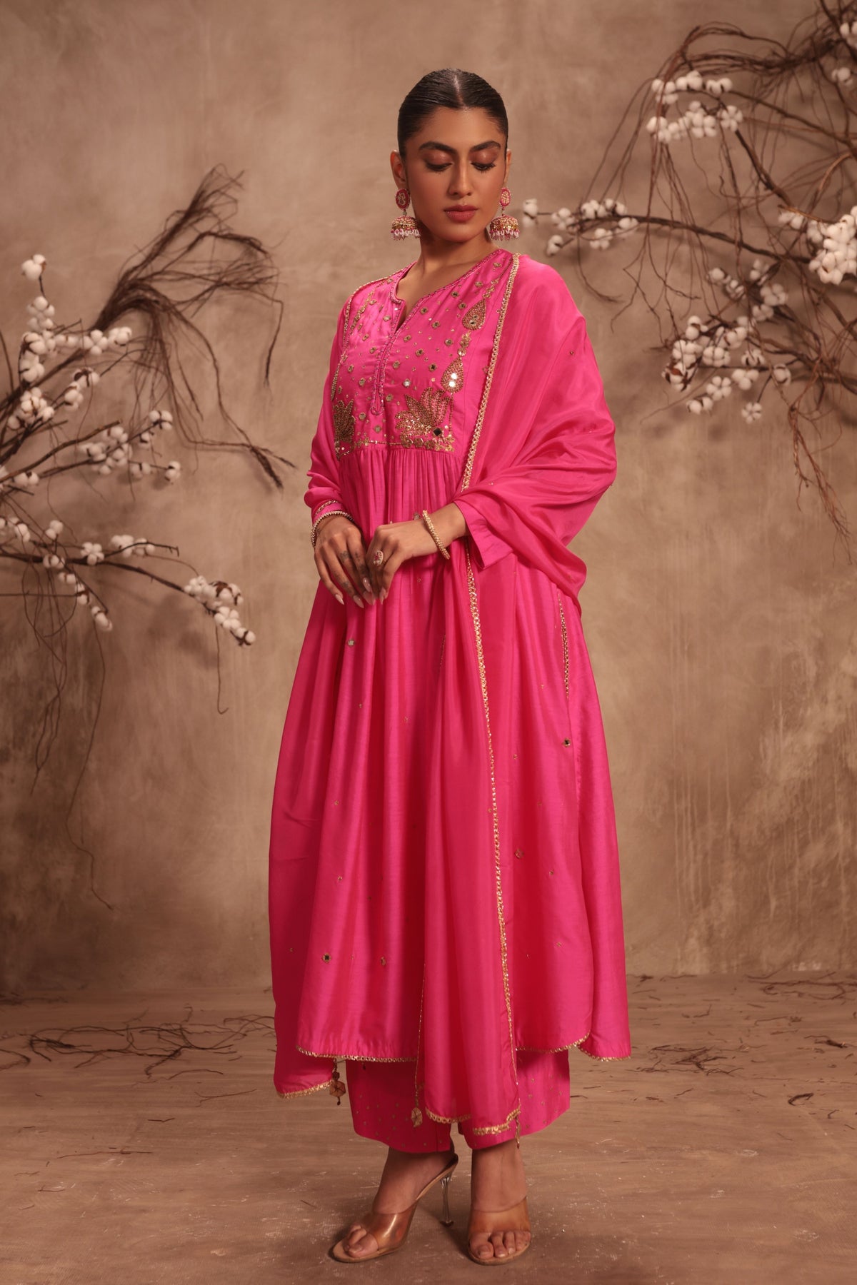 Hot Pink Frockstyle Kurta Set