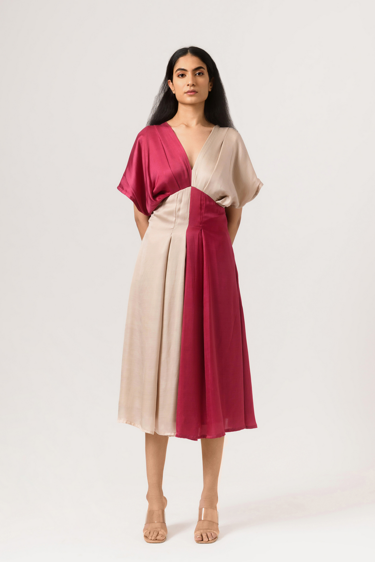 Wine ecru square dress