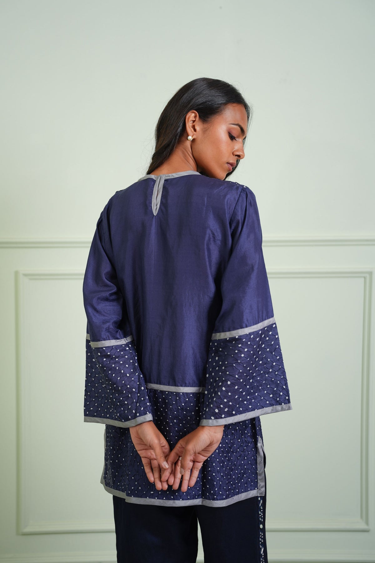 Indigo Crushed Bandhani Top