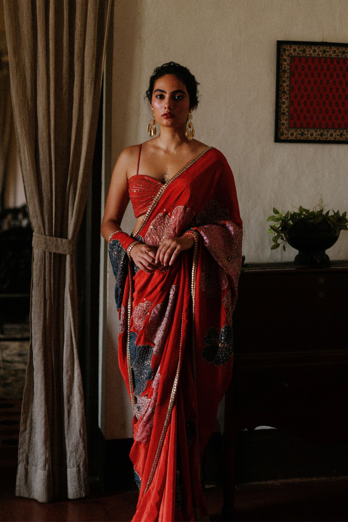 Auburn Patchwork Saree