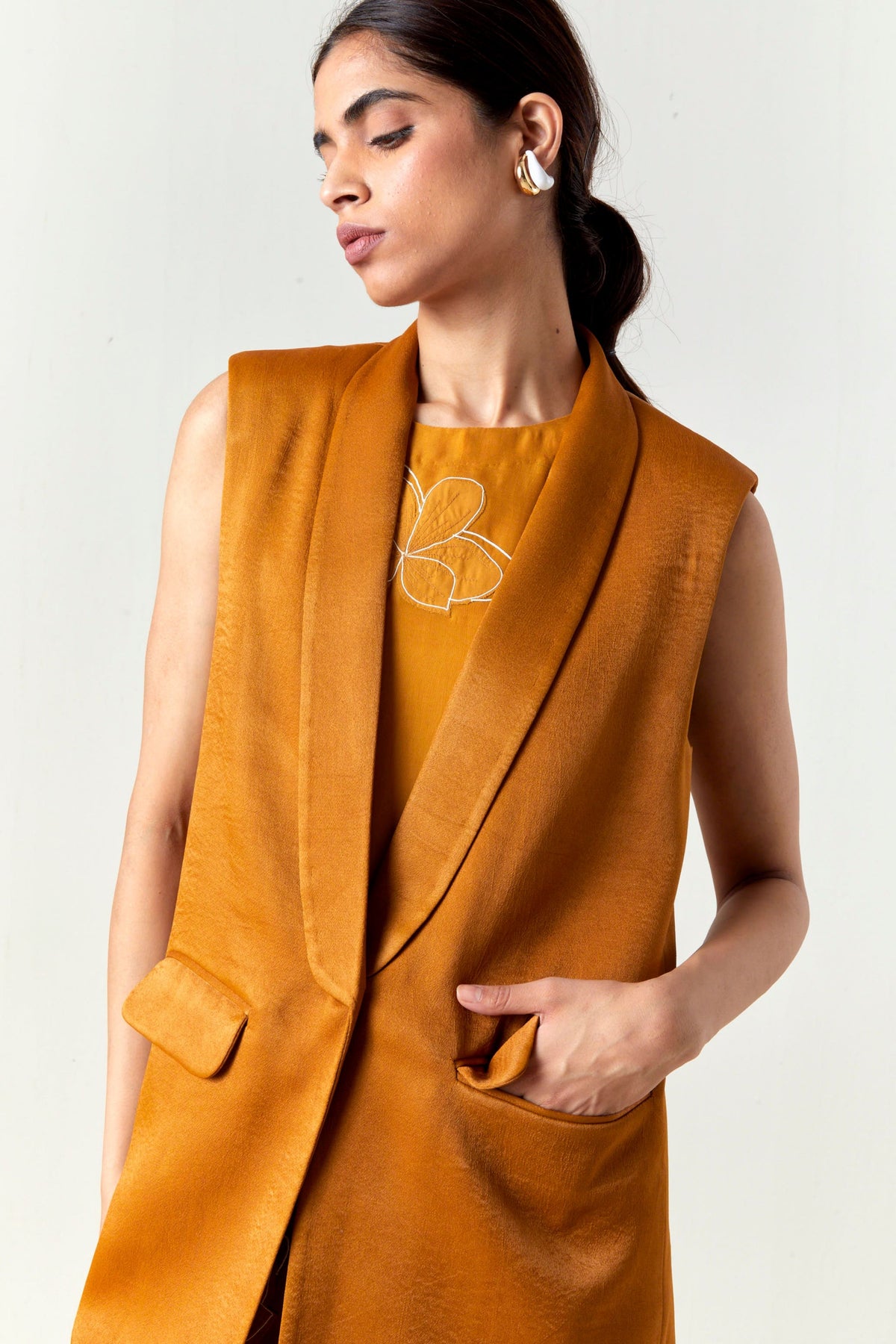 Collared Waist Coat Set