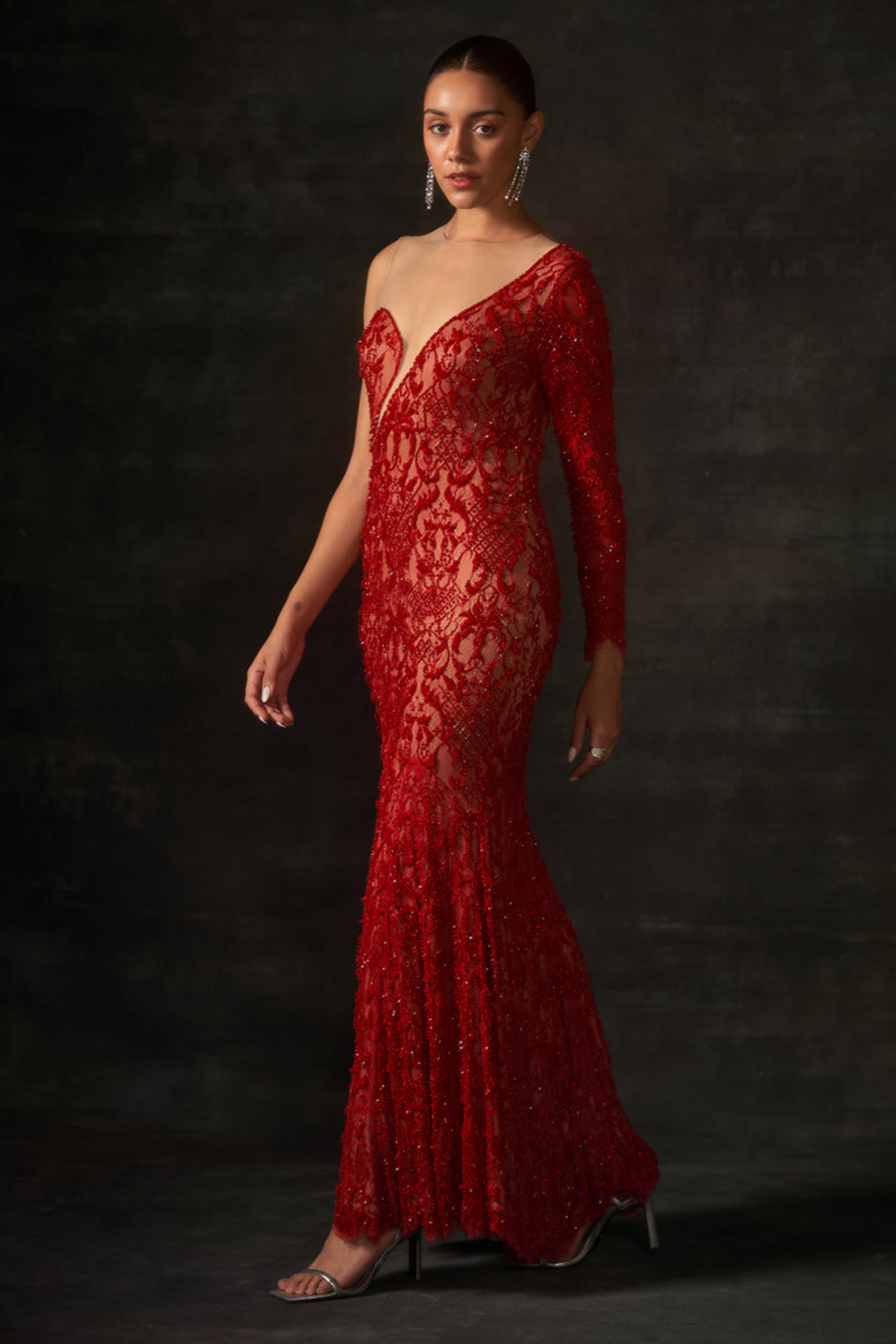 Red One Shoulder Gown
