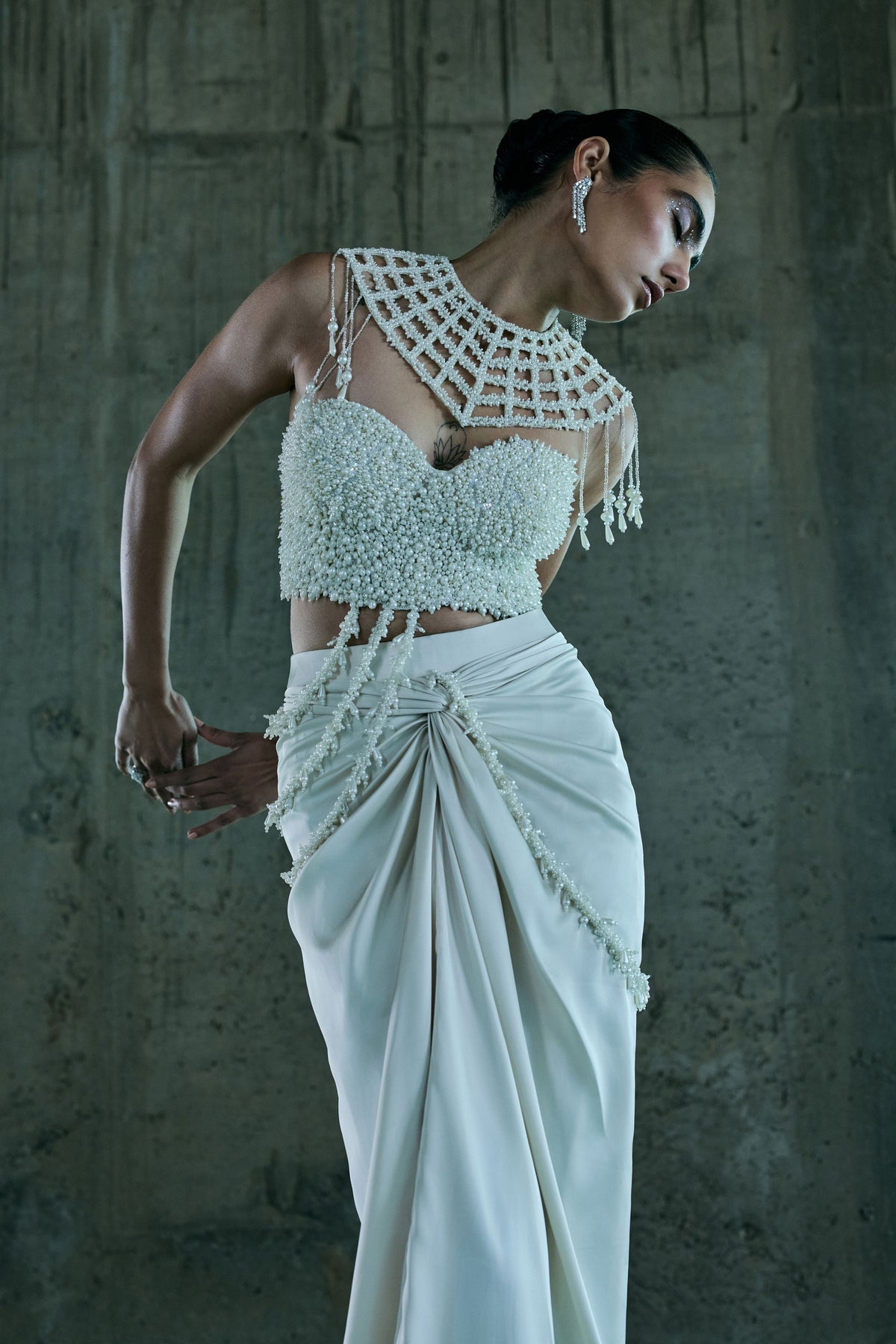 Pearl Corset With Cape and Skirt