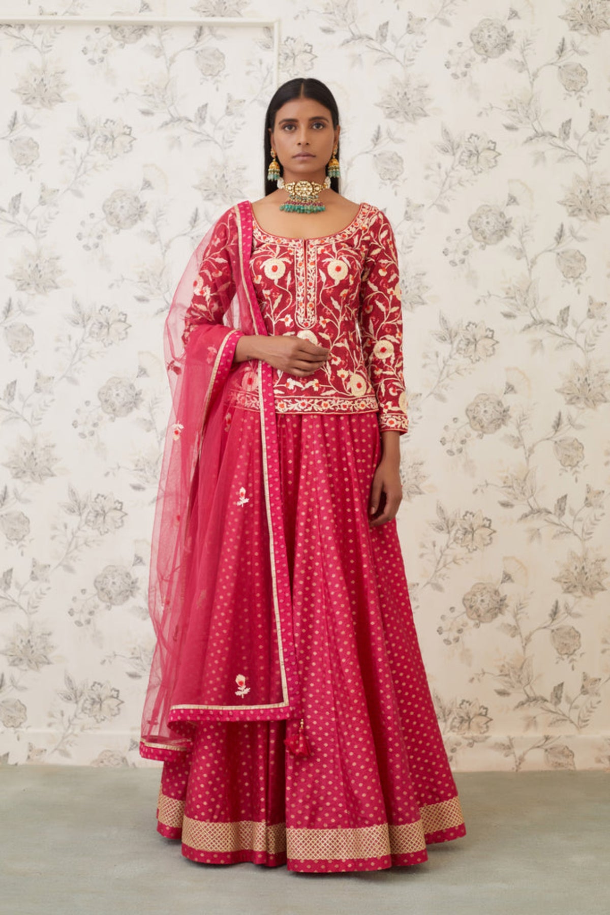 Magenta short kurti set