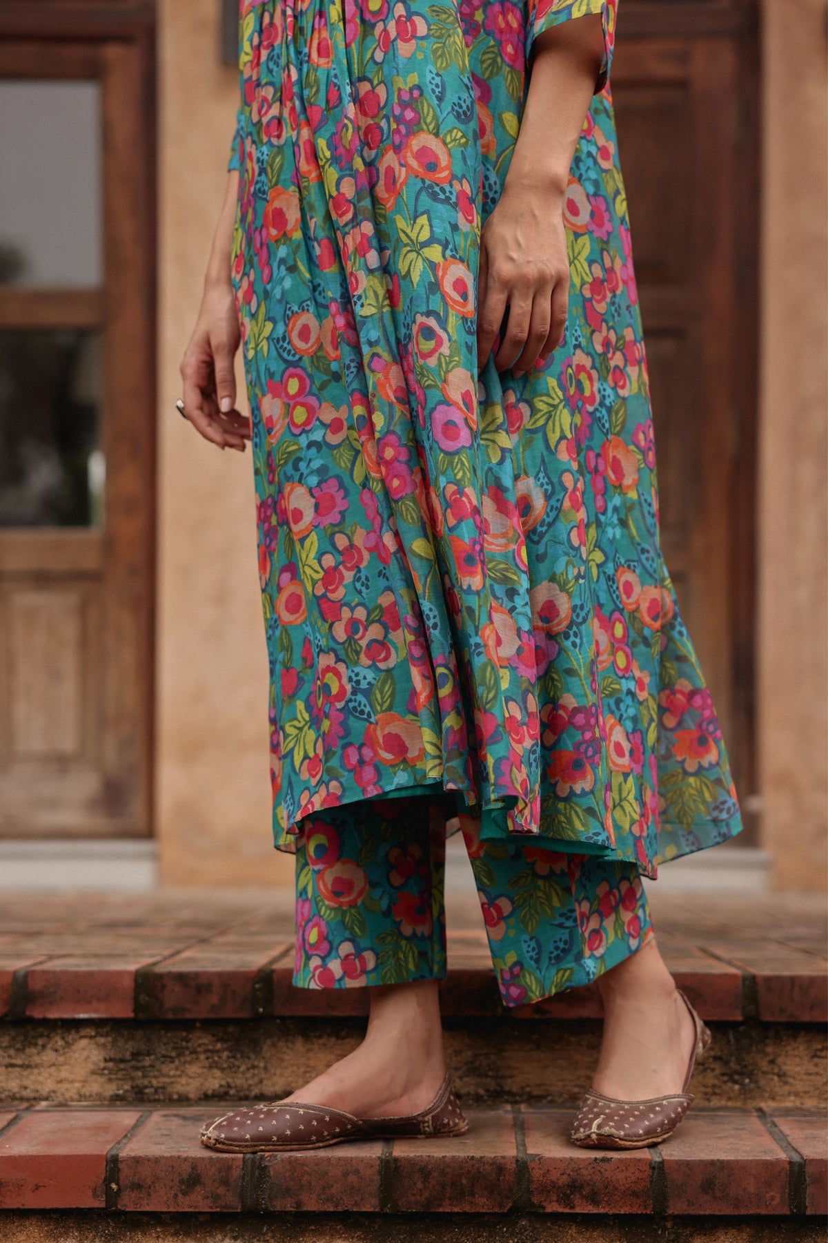 Teal Bloom Kurta Set