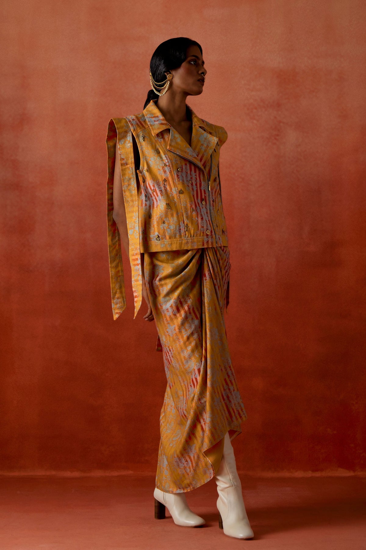 Knotted Denim Skirt Set