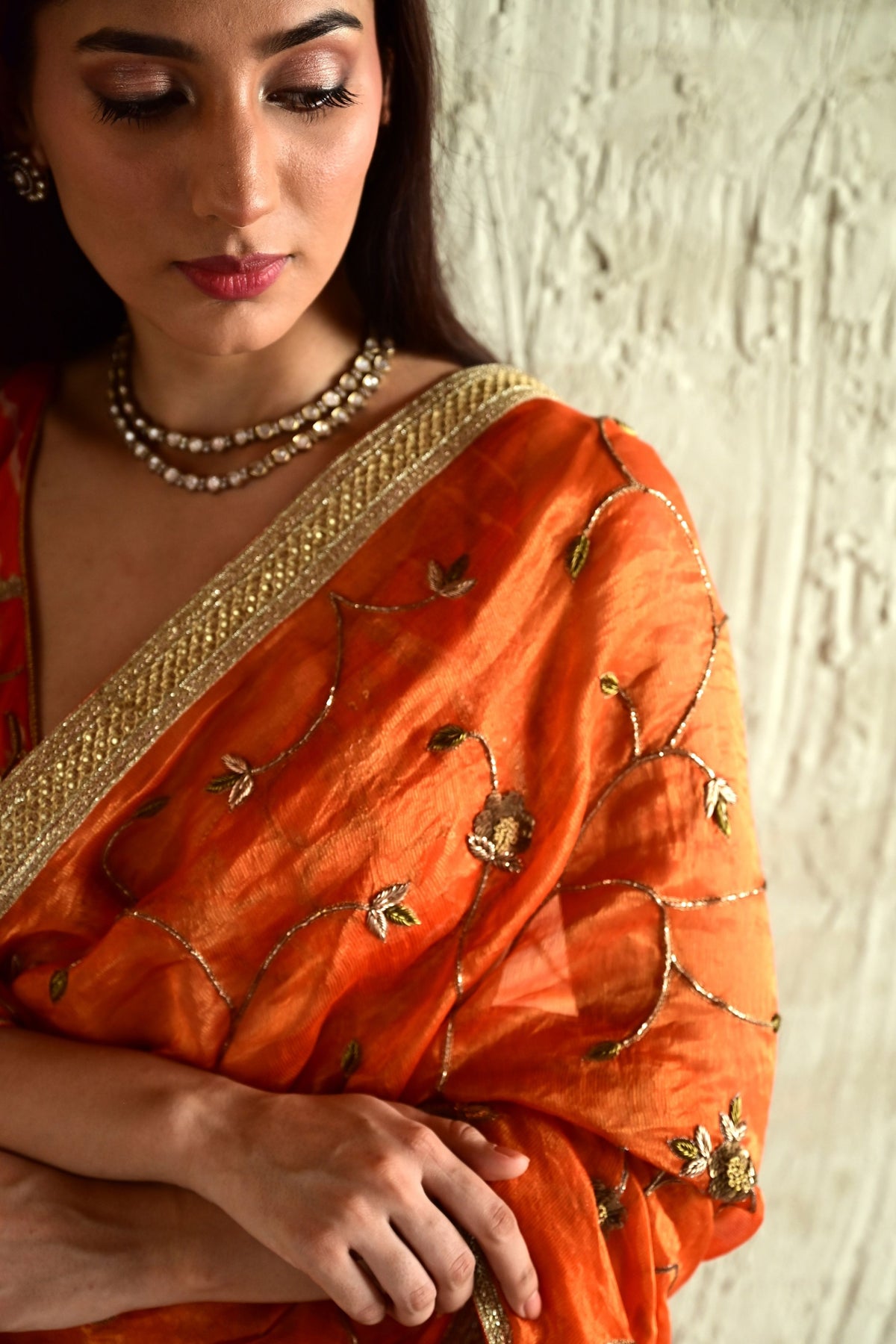 Burnt Orange Bel Saree