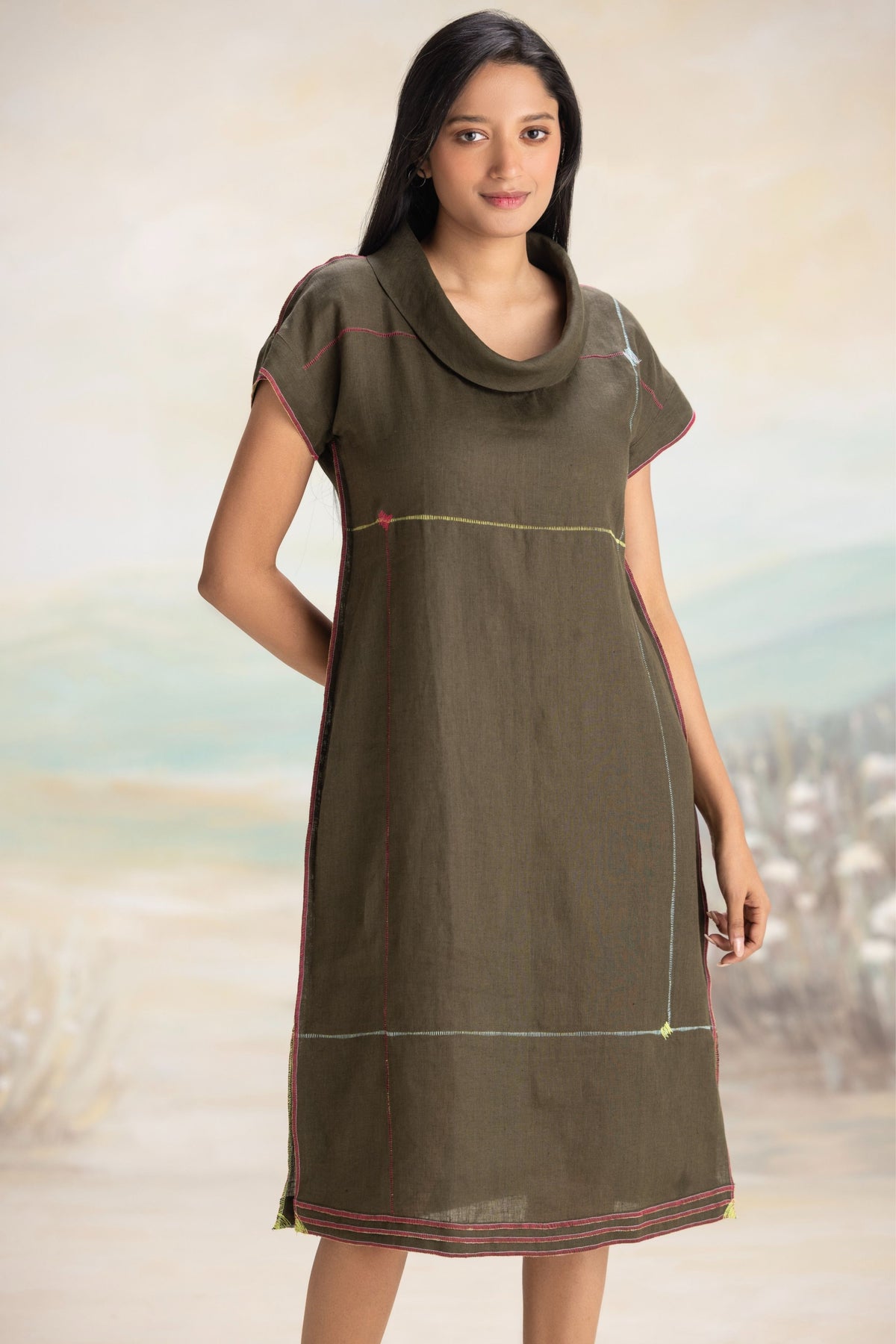 Over Lock Avocado Dress