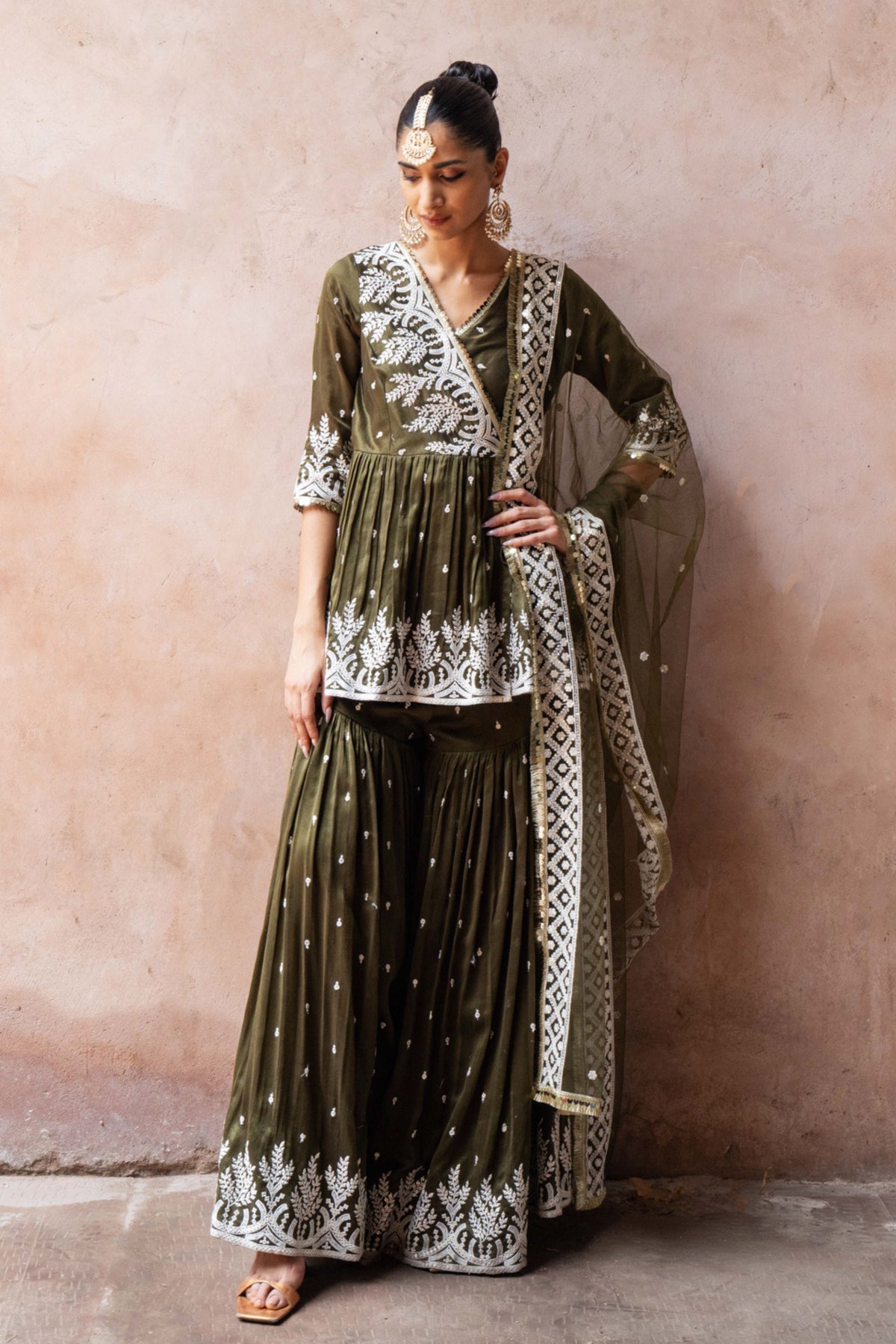 Olive Forest Sharara Set