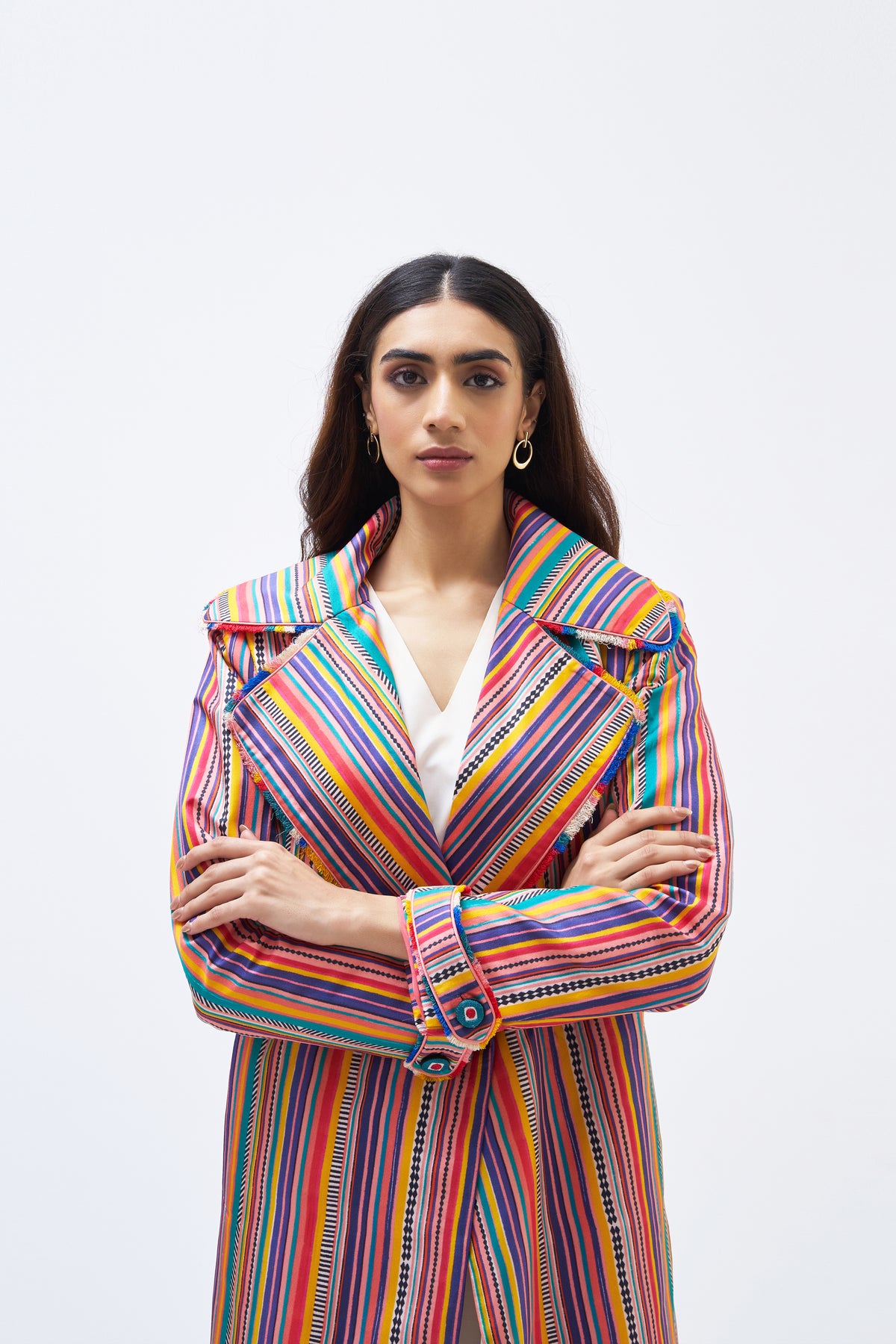 Charley Stripe Technicolour Trench Jacket