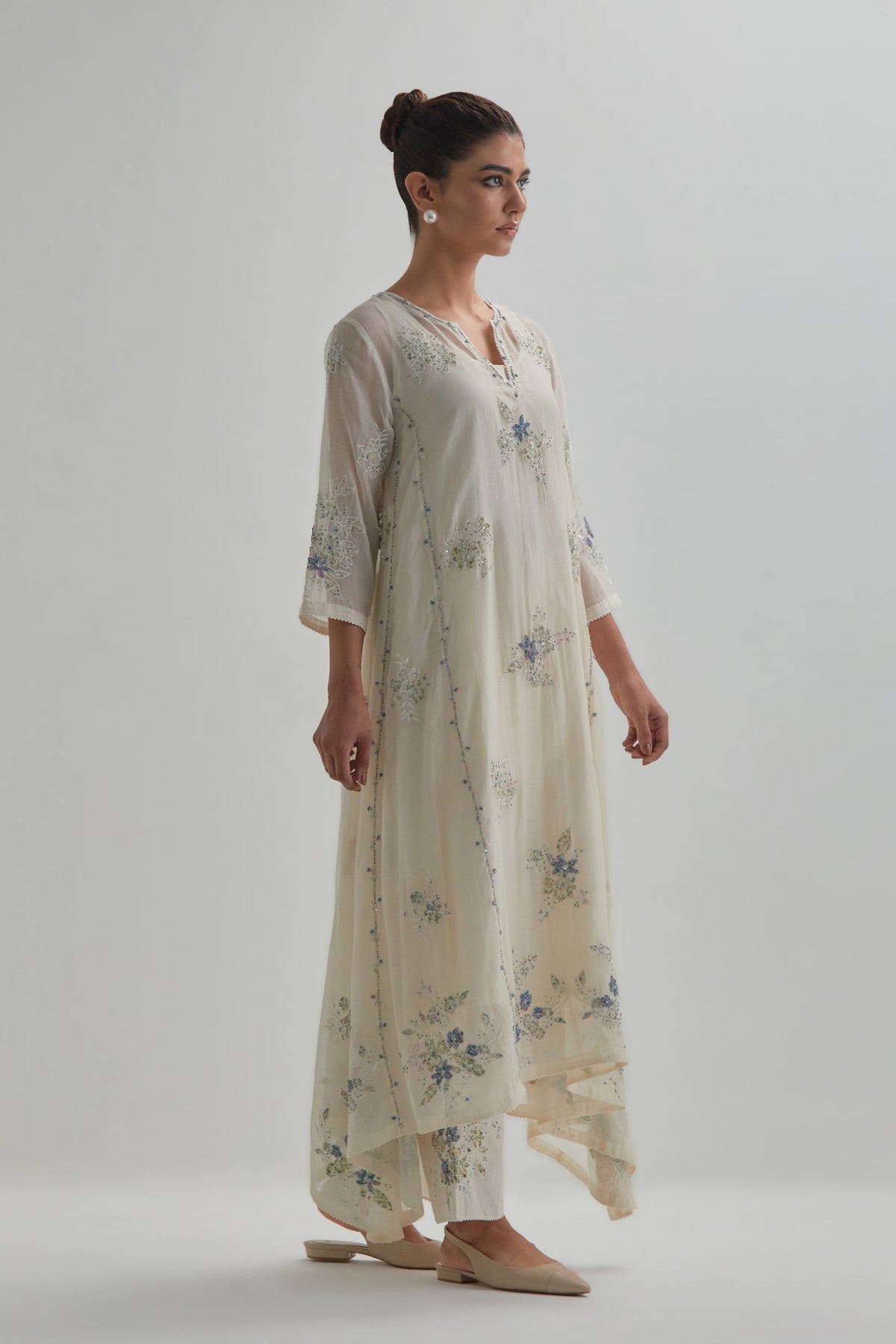 Blue Asymmetric Kurta Set
