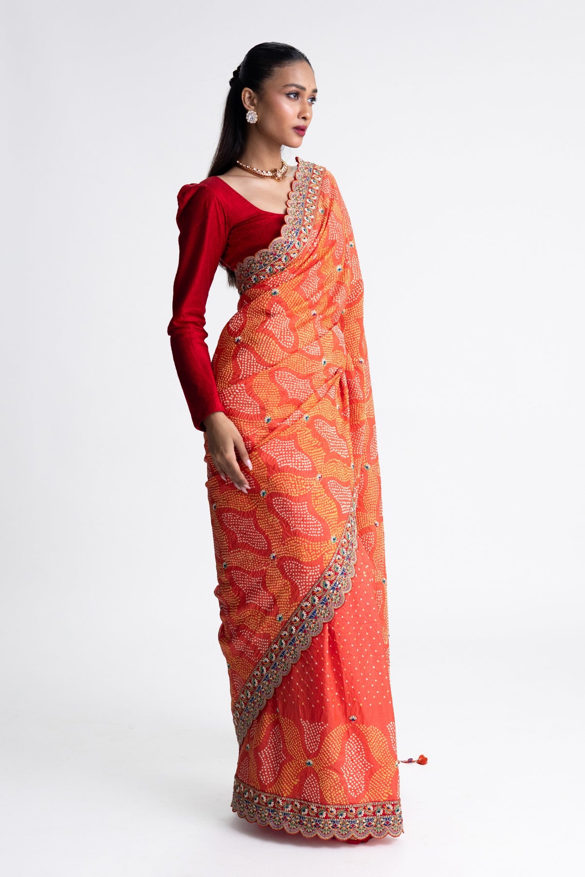 Orange Zardozi Saree