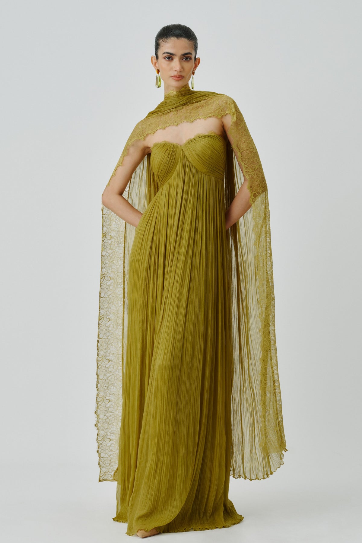Chartreuse Ruched Dress