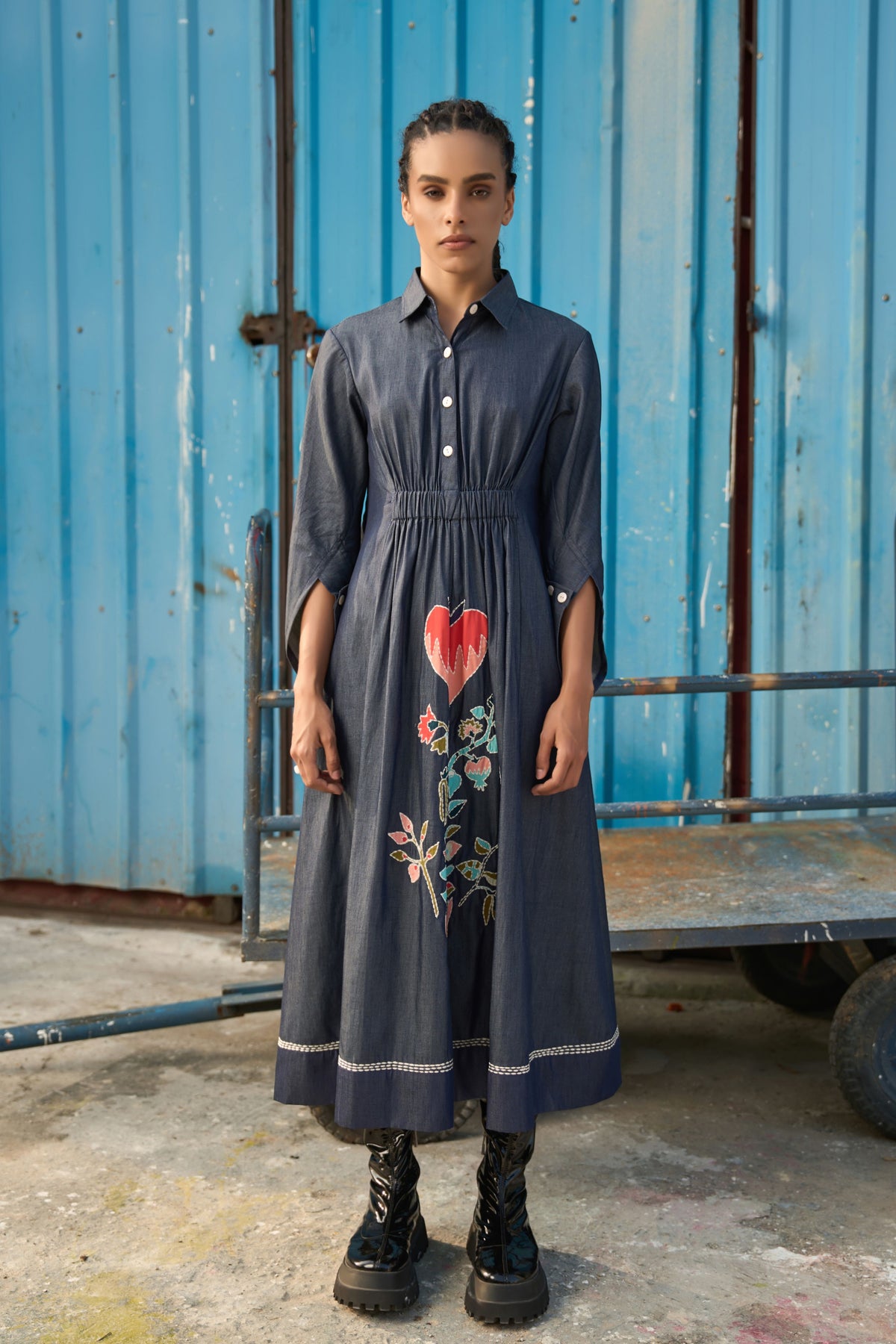 Denim Midi Shirt Dress