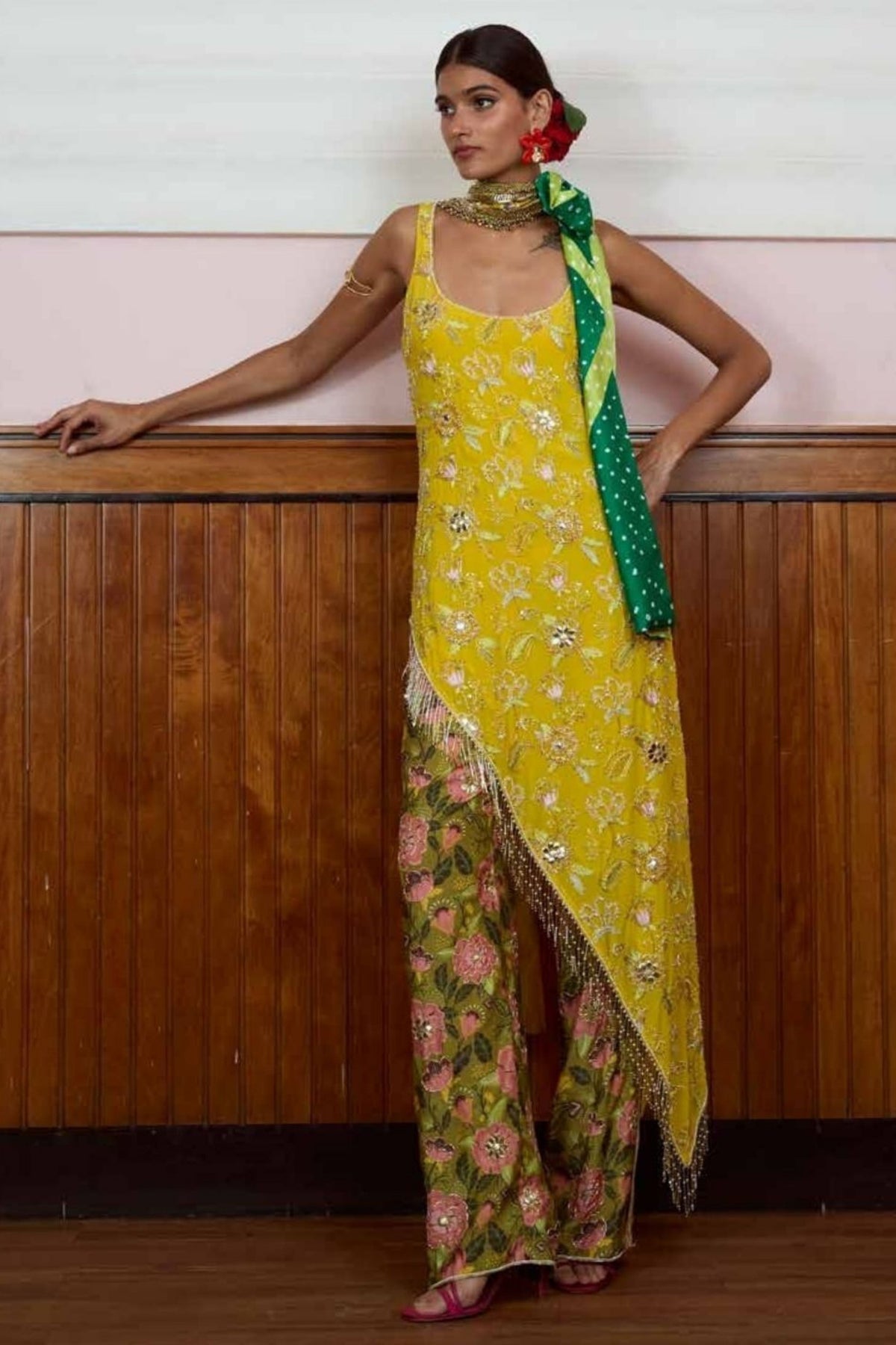 Rani Citrine Olive Kurta Set