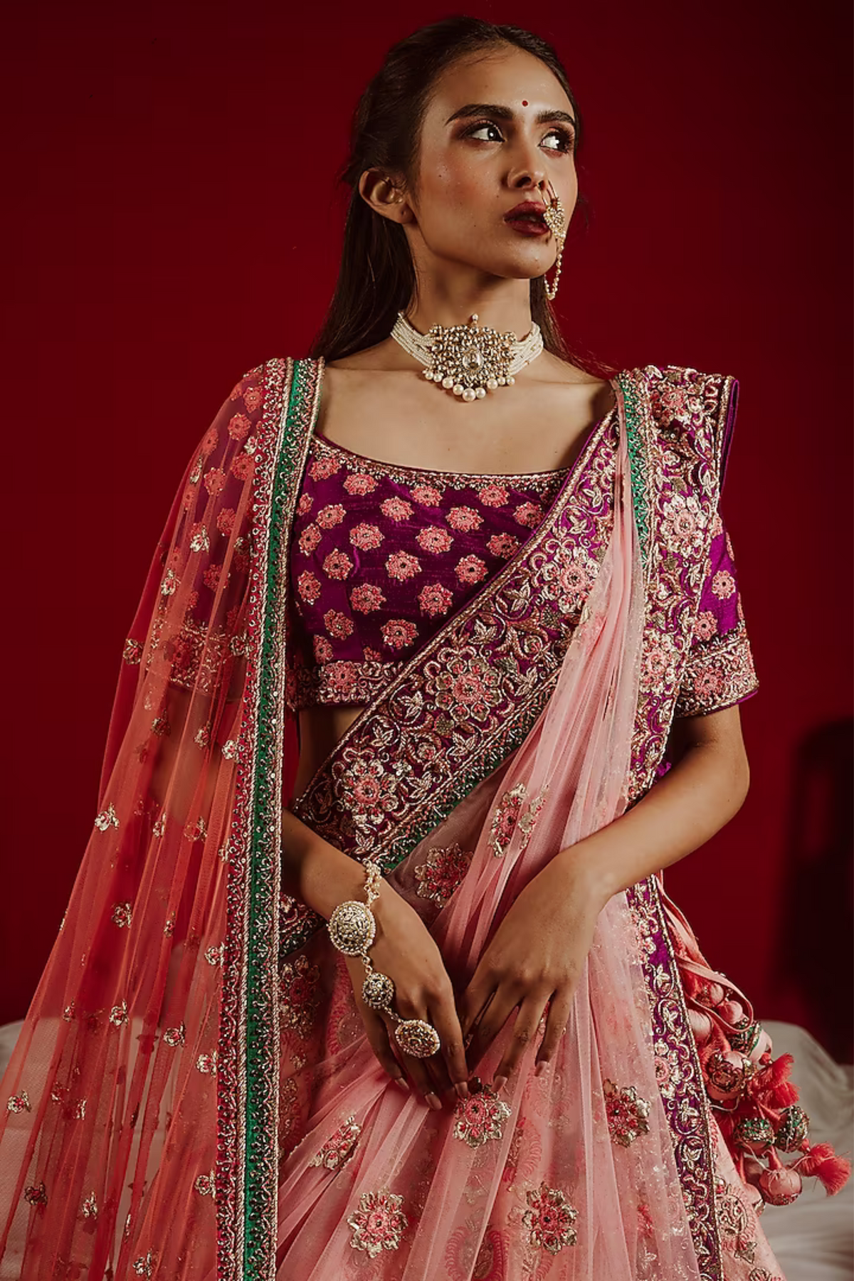 Pink Rajwadi Style Lehenga Set