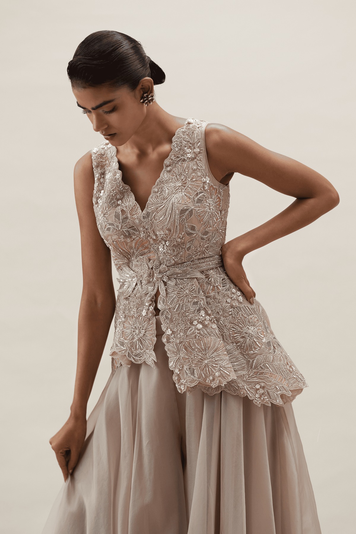 Hibiscus Nude Garden Peplum Set
